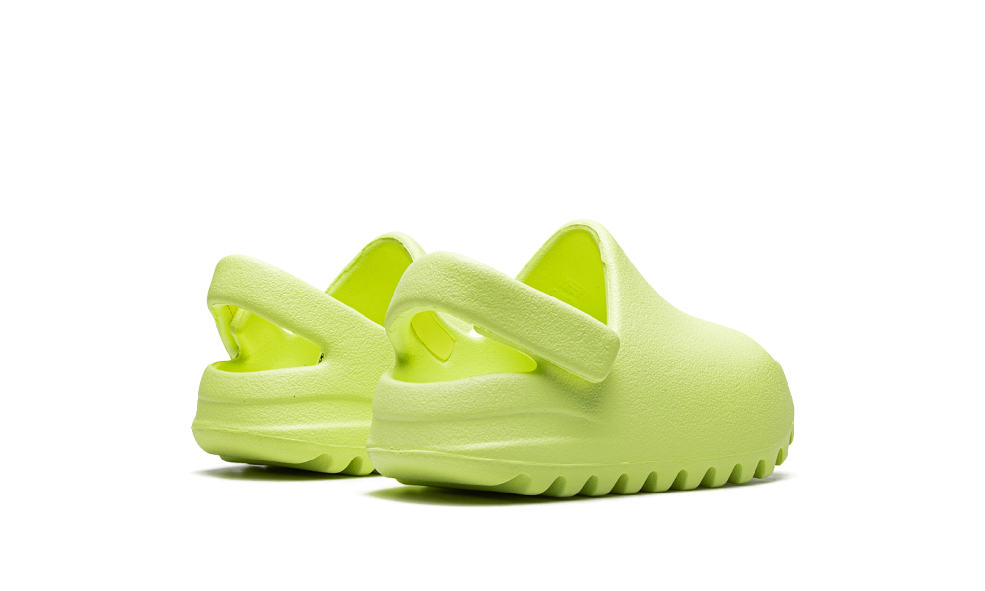 adidas yeezy slide glow green 2022 infants+HQ4119+diagnol right behind view