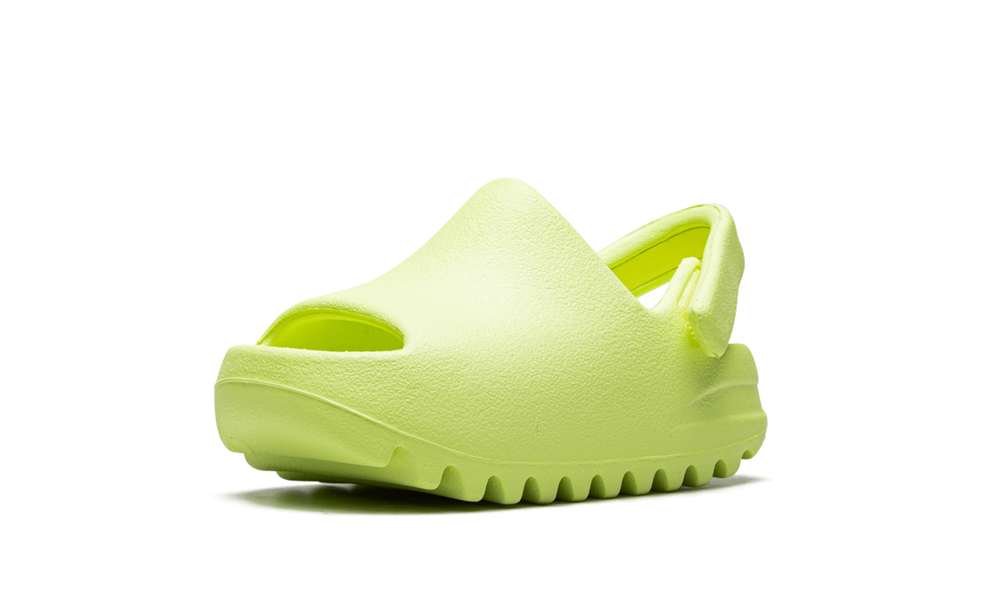 adidas yeezy slide glow green 2022 infants+HQ4119+left diagnol single view