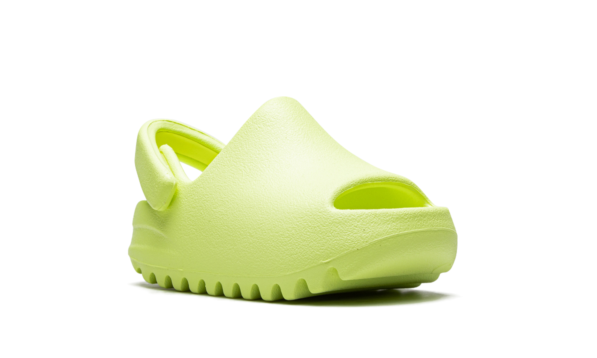 adidas yeezy slide glow green 2022 infants+HQ4119+diagnol right view