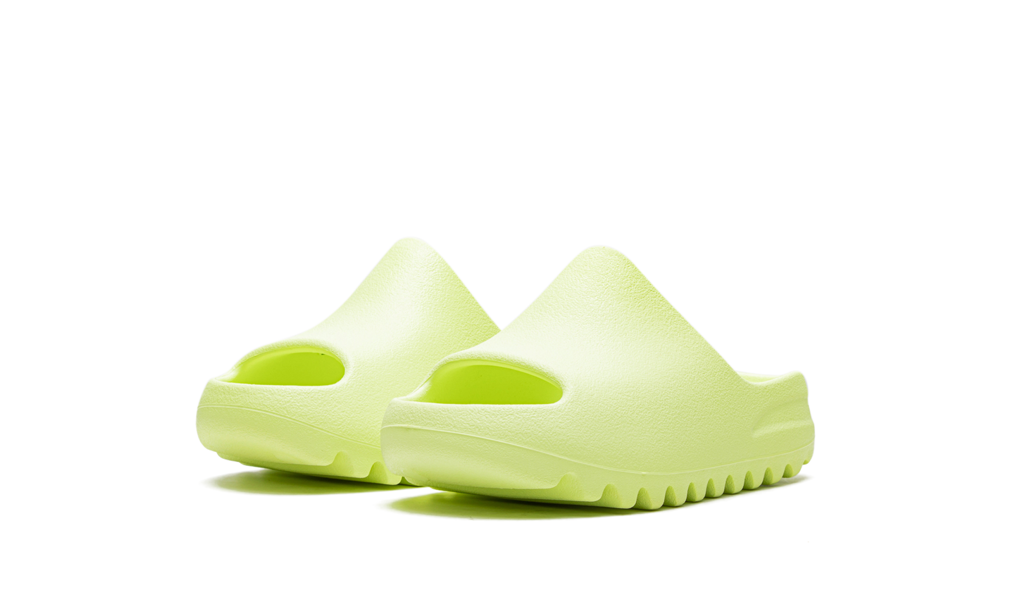adidas yeezy slide glow green 2022 kids+HQ4116+diagnol left view