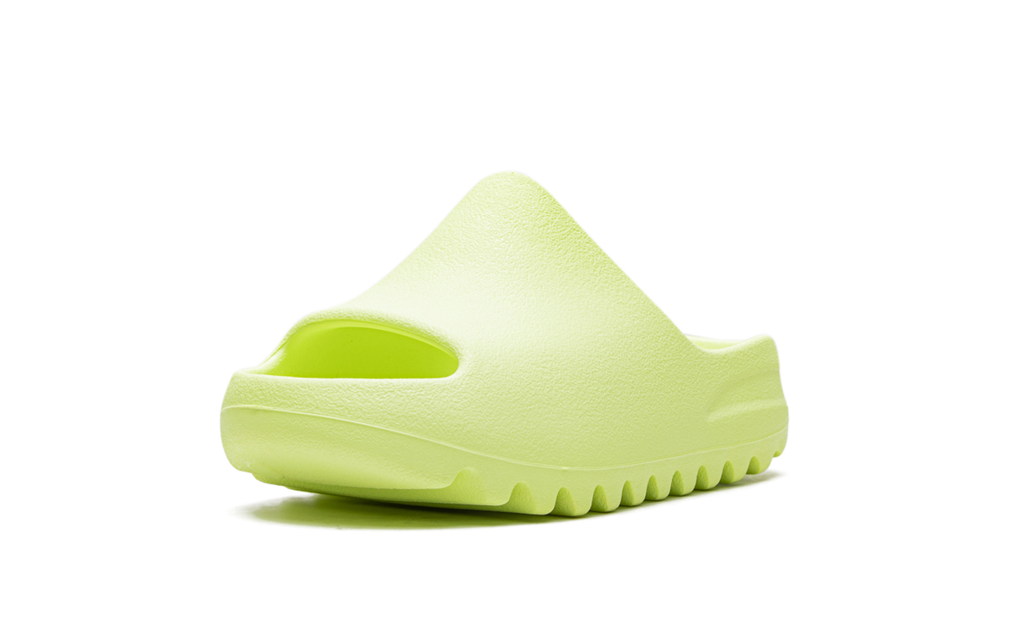 adidas yeezy slide glow green 2022 kids+HQ4116+left diagnol single view