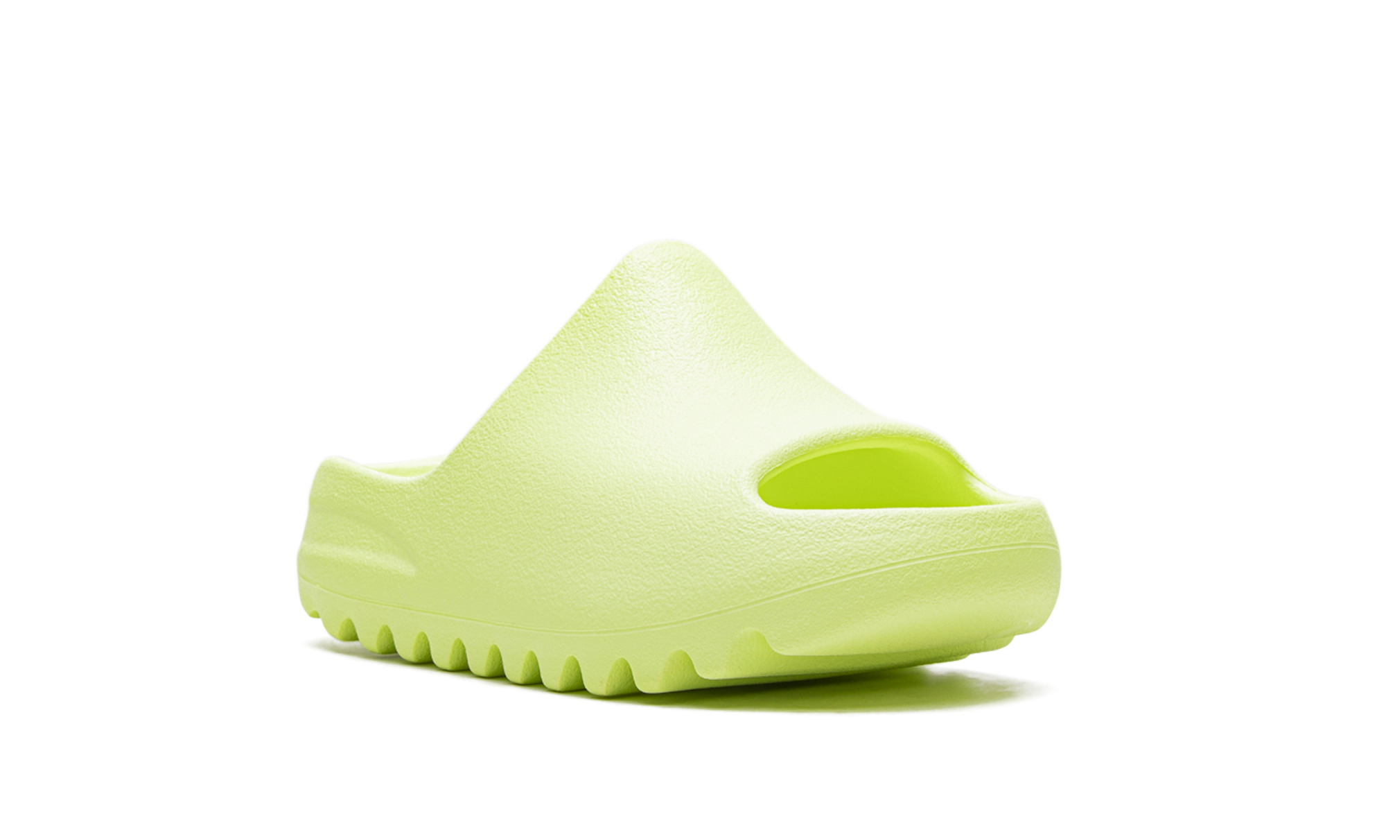 adidas yeezy slide glow green 2022 kids+HQ4116+diagnol right view
