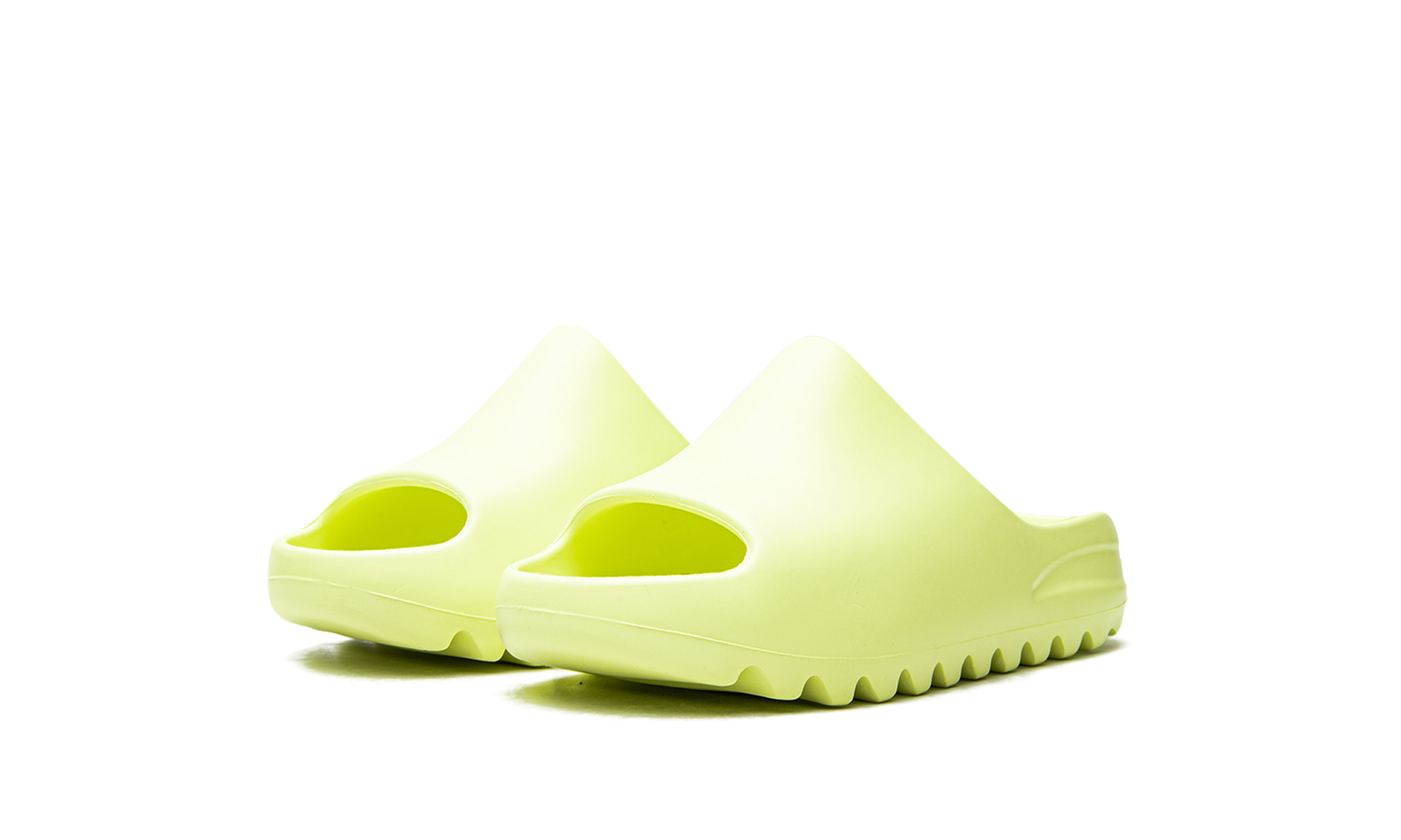 adidas yeezy slide glow green kids+GX6139+diagnol left view