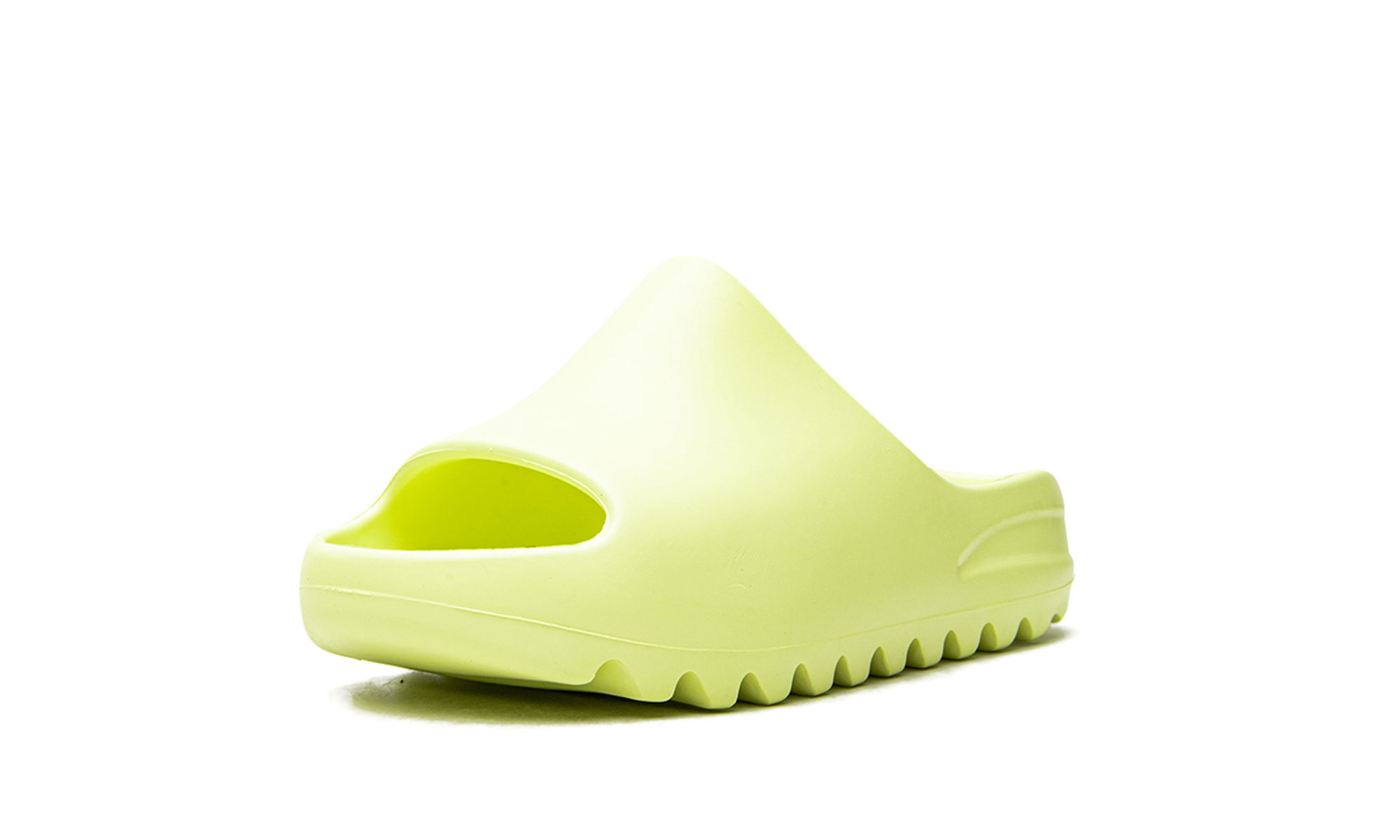 adidas yeezy slide glow green kids+GX6139+left diagnol single view