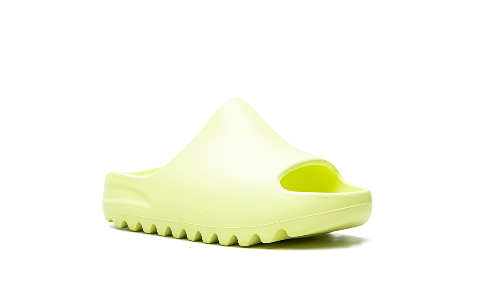 adidas yeezy slide glow green kids+GX6139+diagnol right view