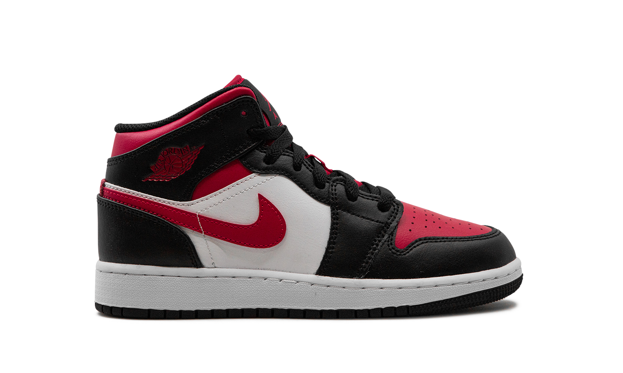 air jordan 1 mid black fire red gs+554725-079+right view