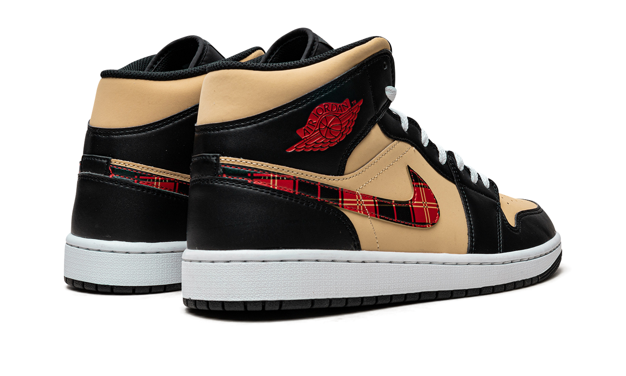air jordan 1 mid tartan swoosh+DZ5329-001+diagnol right behind view