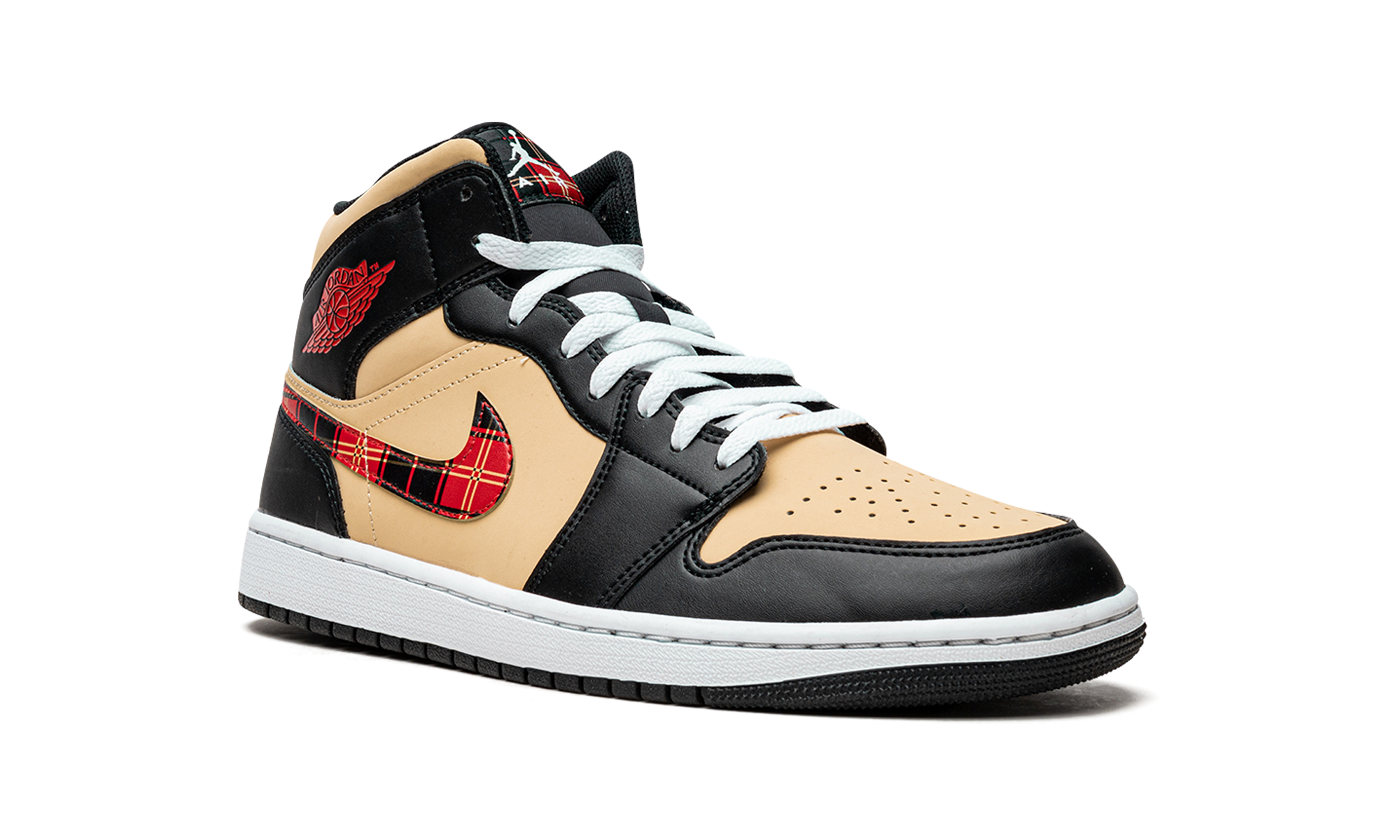 air jordan 1 mid tartan swoosh+DZ5329-001+diagnol right view