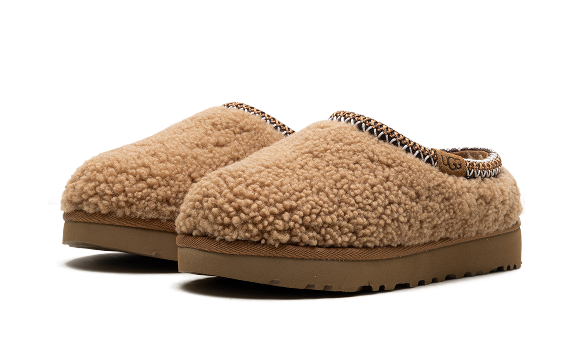 ugg tasman maxi curly slipper chestnut women s+1158356-CHE+diagnol left view