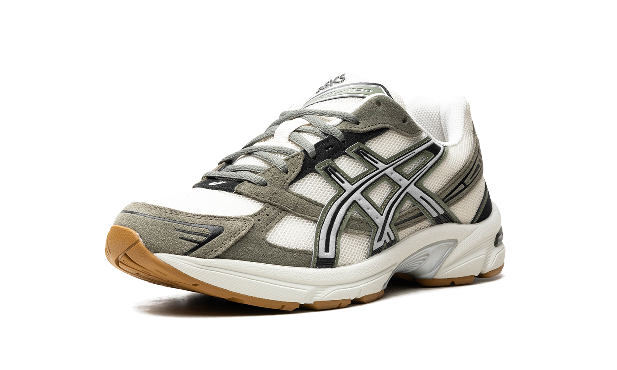 asics gel 1130 pale oak mantle green+1201A255-202+left diagnol single view