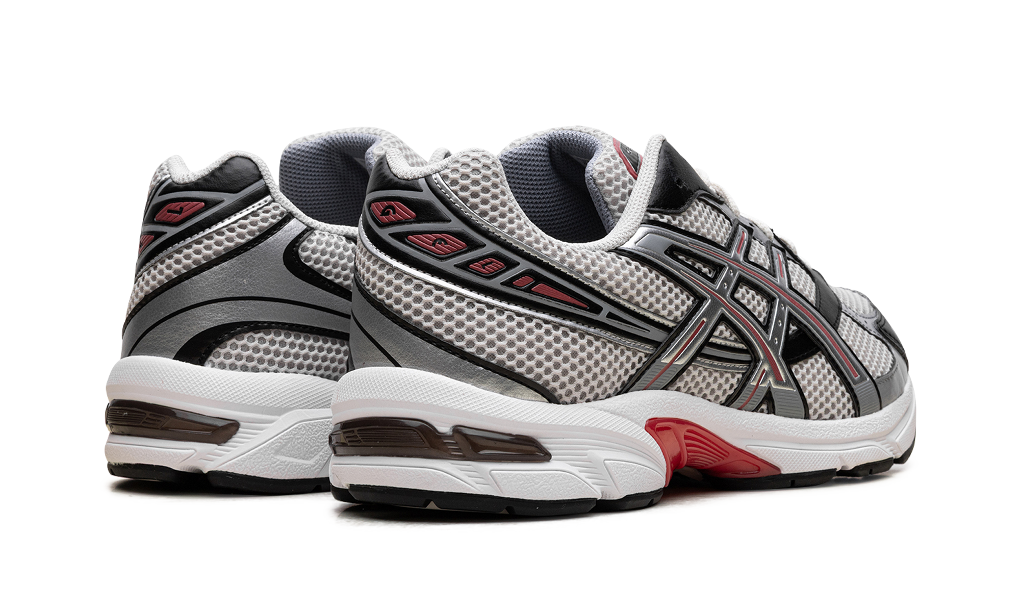 asics gel 1130 smoke grey pure silver red+1201A256-024+diagnol right behind view
