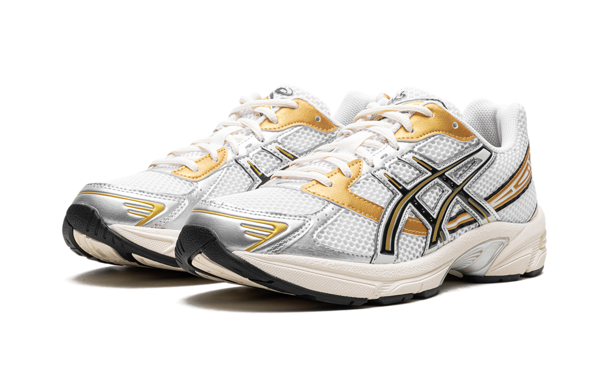 asics gel 1130 white black gold+1203A698-100+diagnol left view