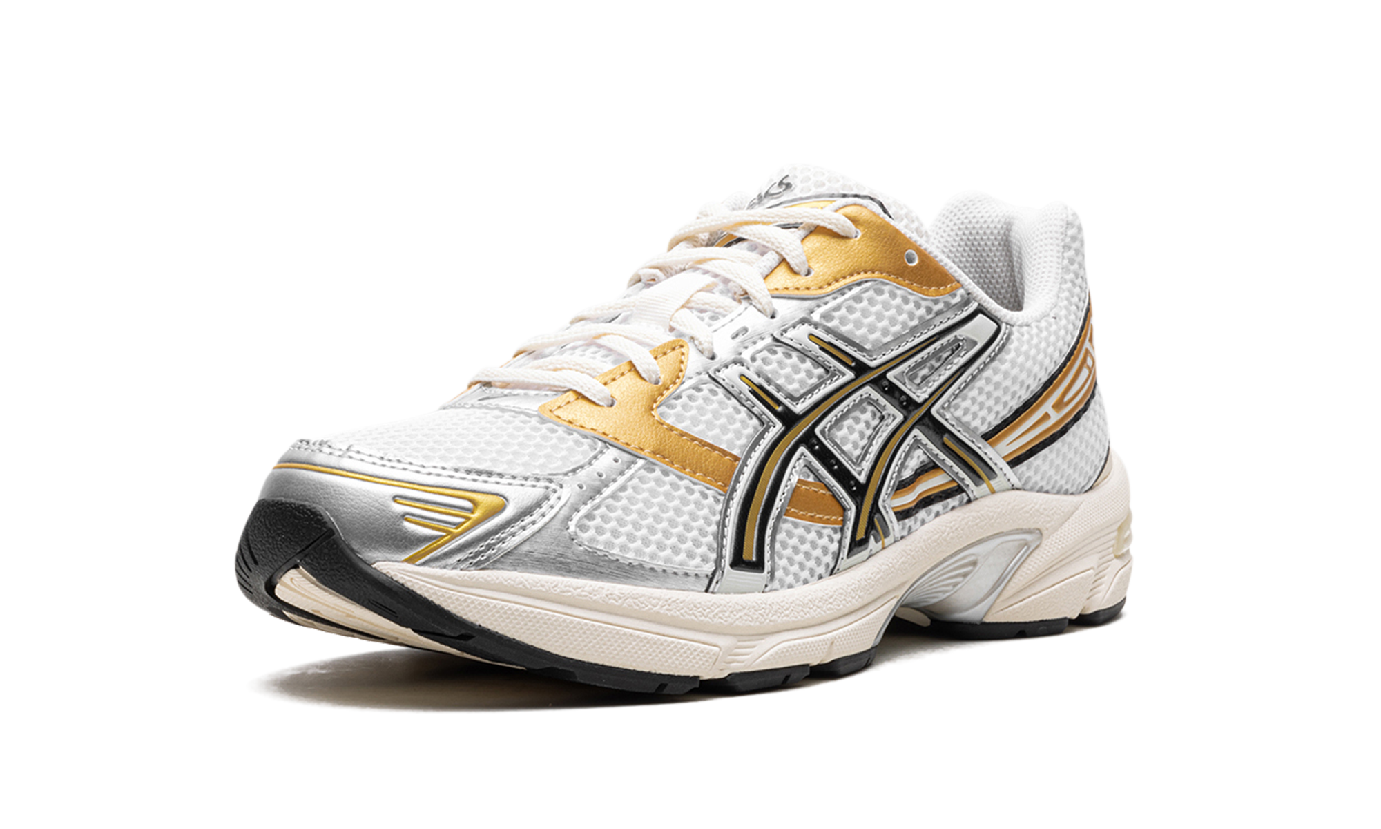 asics gel 1130 white black gold+1203A698-100+left diagnol single view