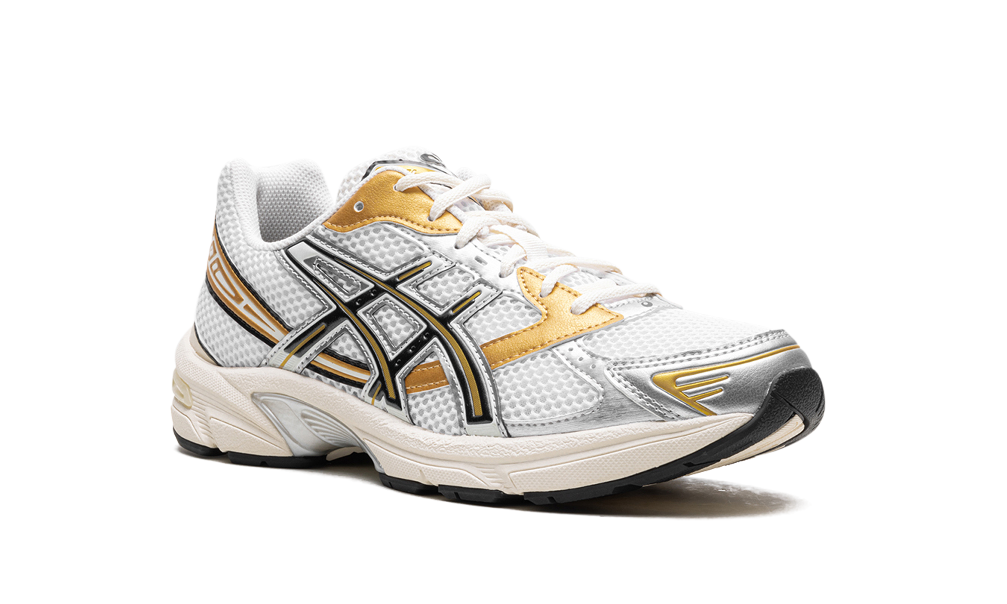 asics gel 1130 white black gold+1203A698-100+diagnol right view