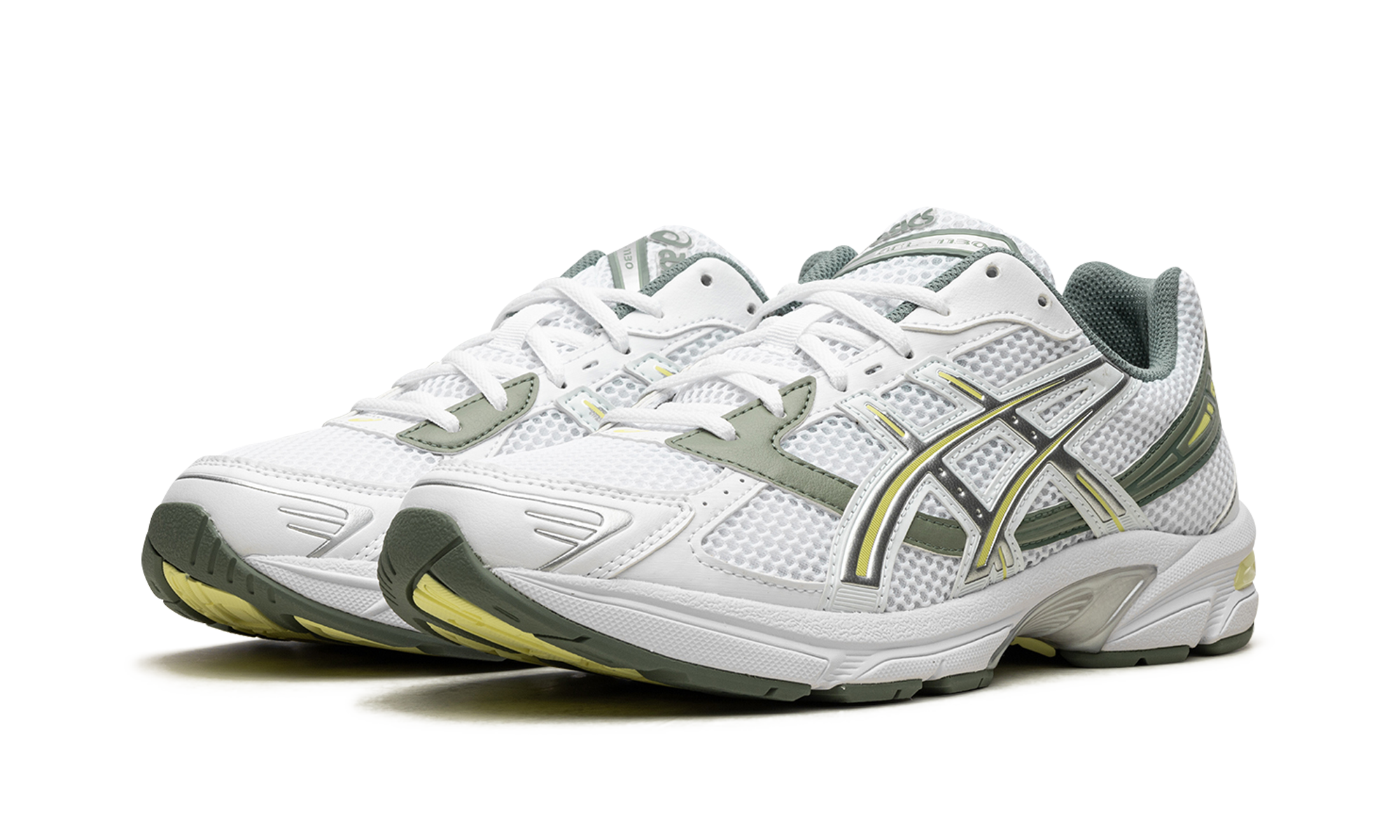 asics gel 1130 white jade yellow+1201A256-111+diagnol left view