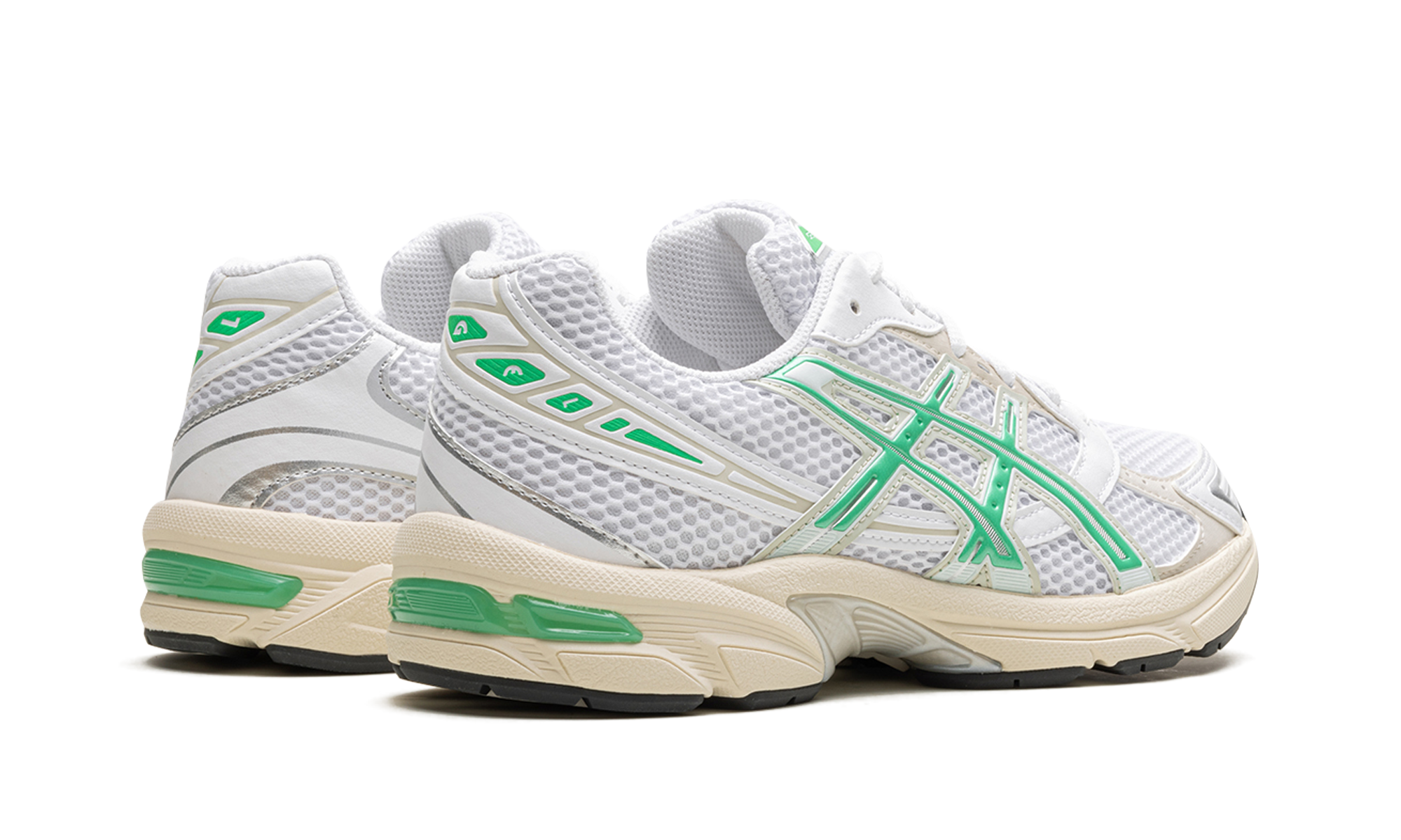 asics gel 1130 white malachite green off white midsole women s+1202A164-114+diagnol right behind view