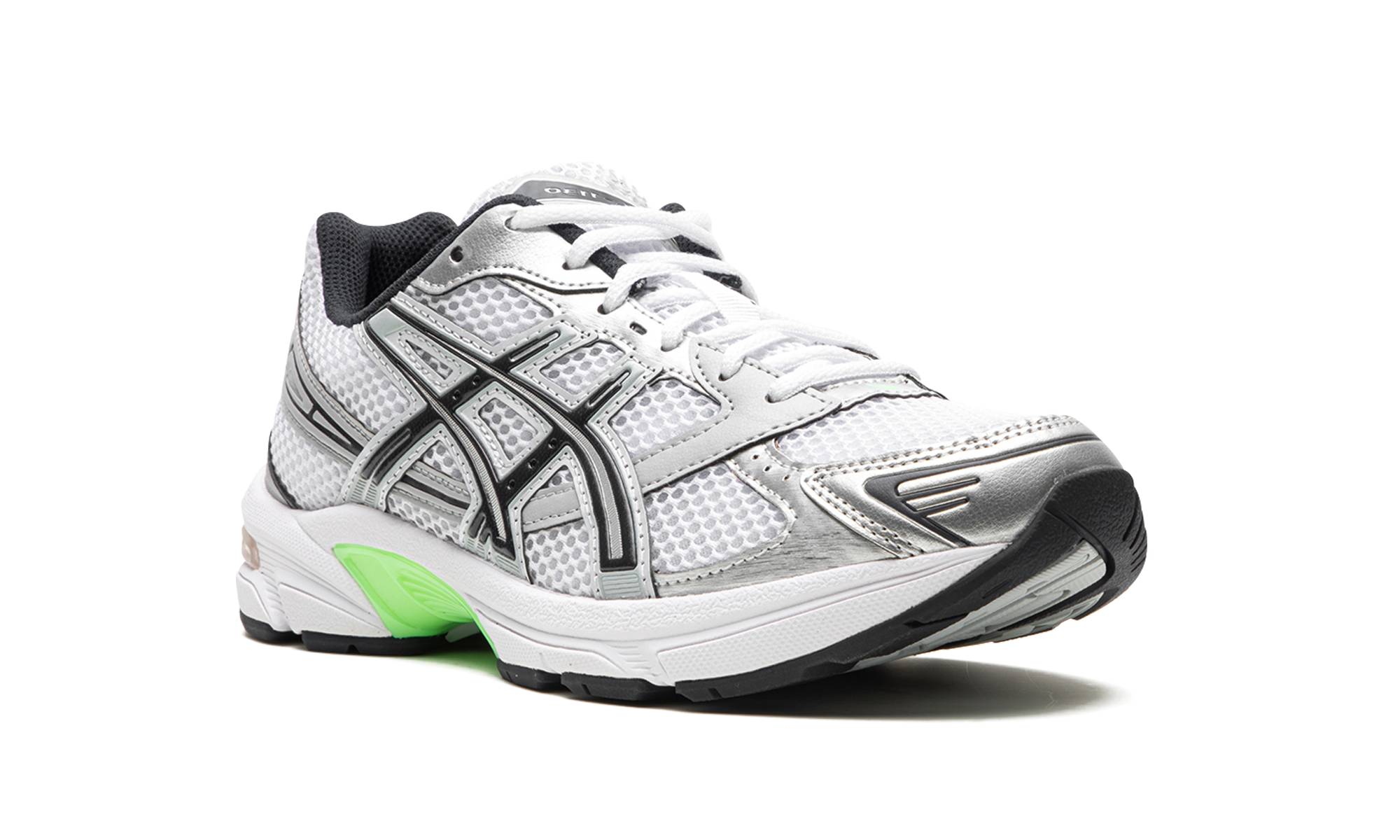 asics gel 1130 white mid grey lime green+1201A256-114+diagnol right view