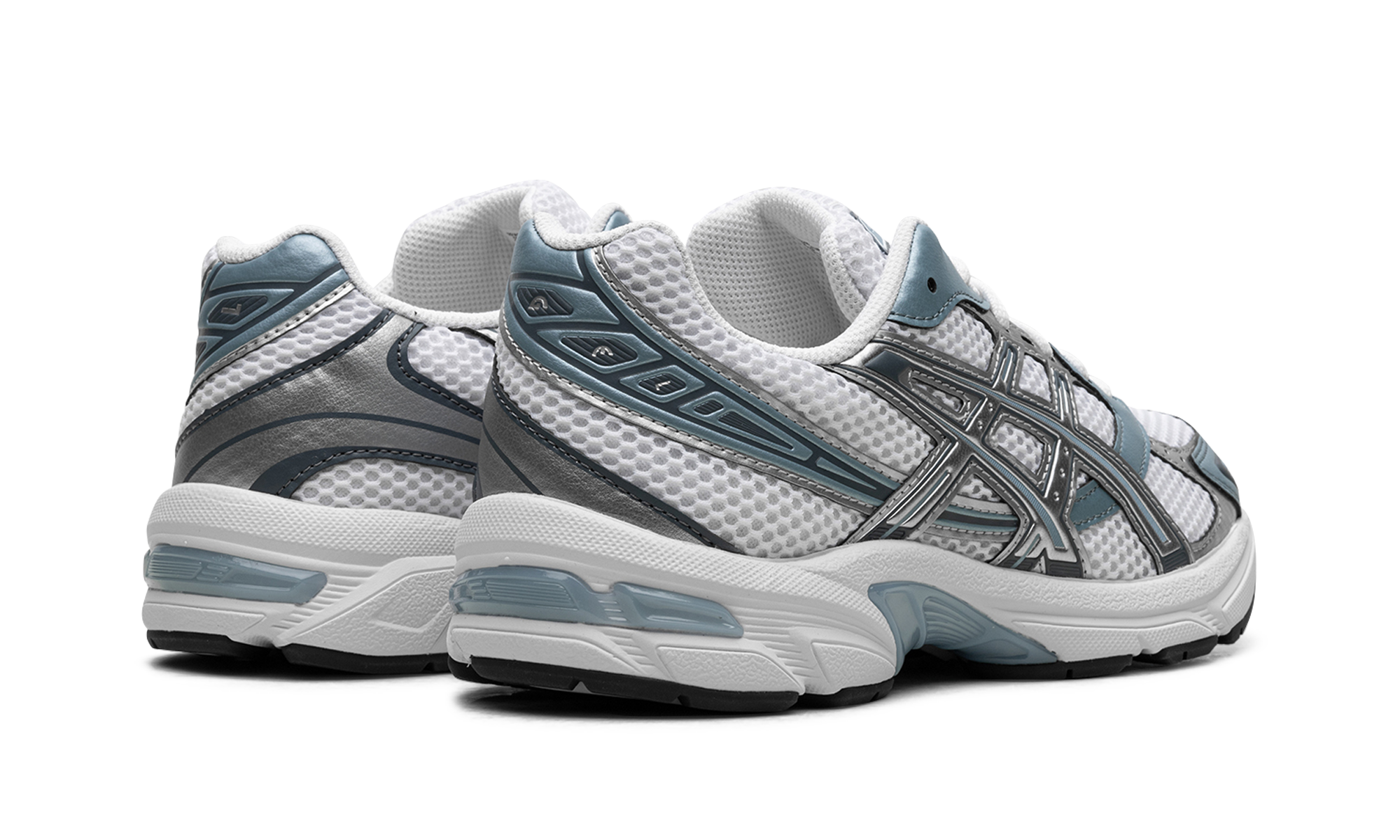 asics gel 1130 white shark skin+1201A256-116+diagnol right behind view