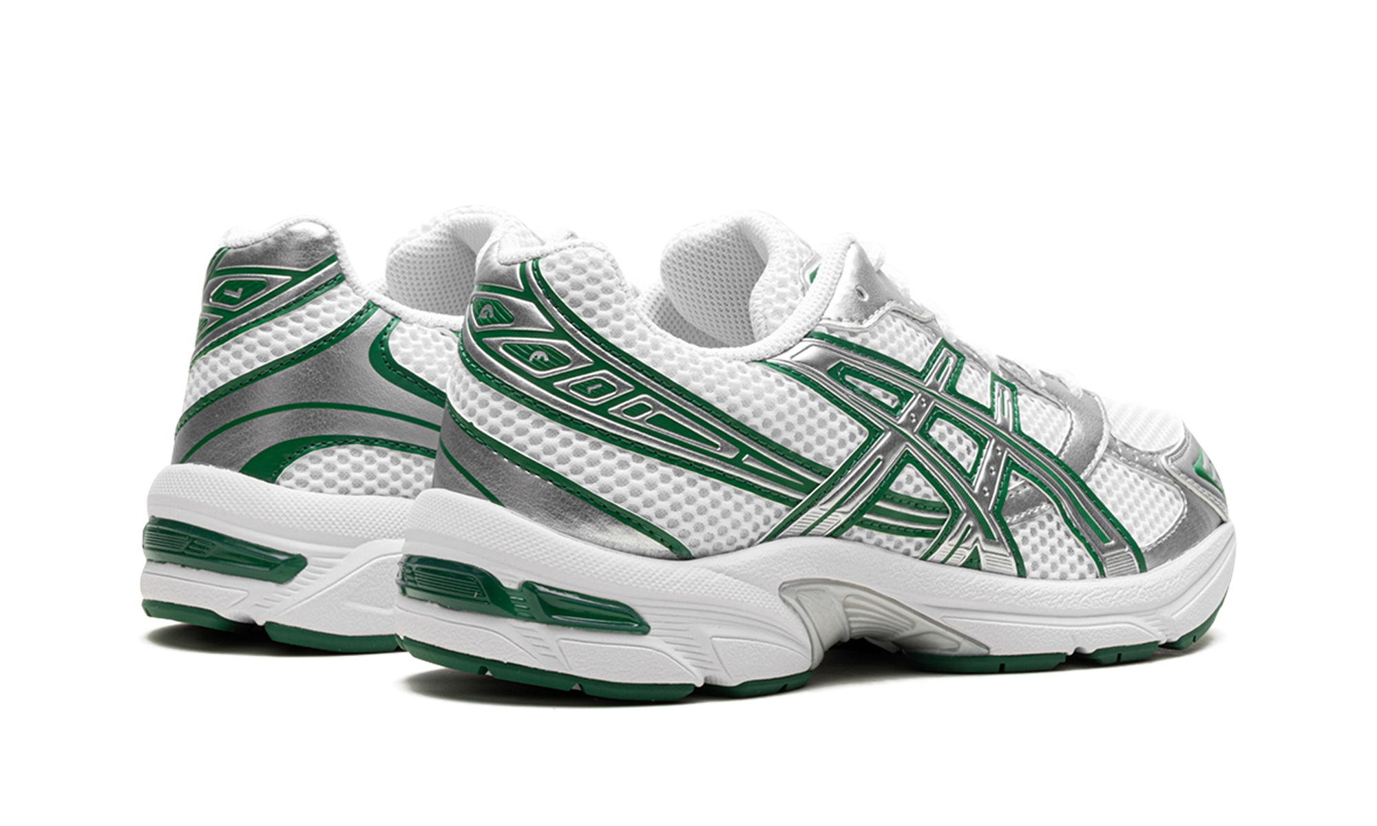 asics gel 1130 white silver green+1203A701-100+diagnol right behind view