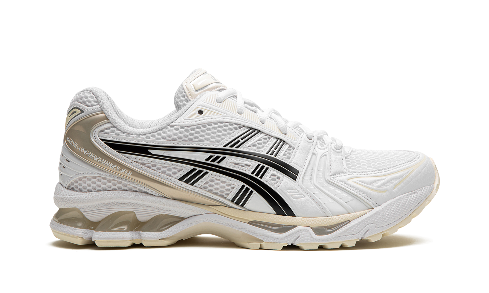 asics gel kayano 14 aritzia white black+1203A328-101+bottom view