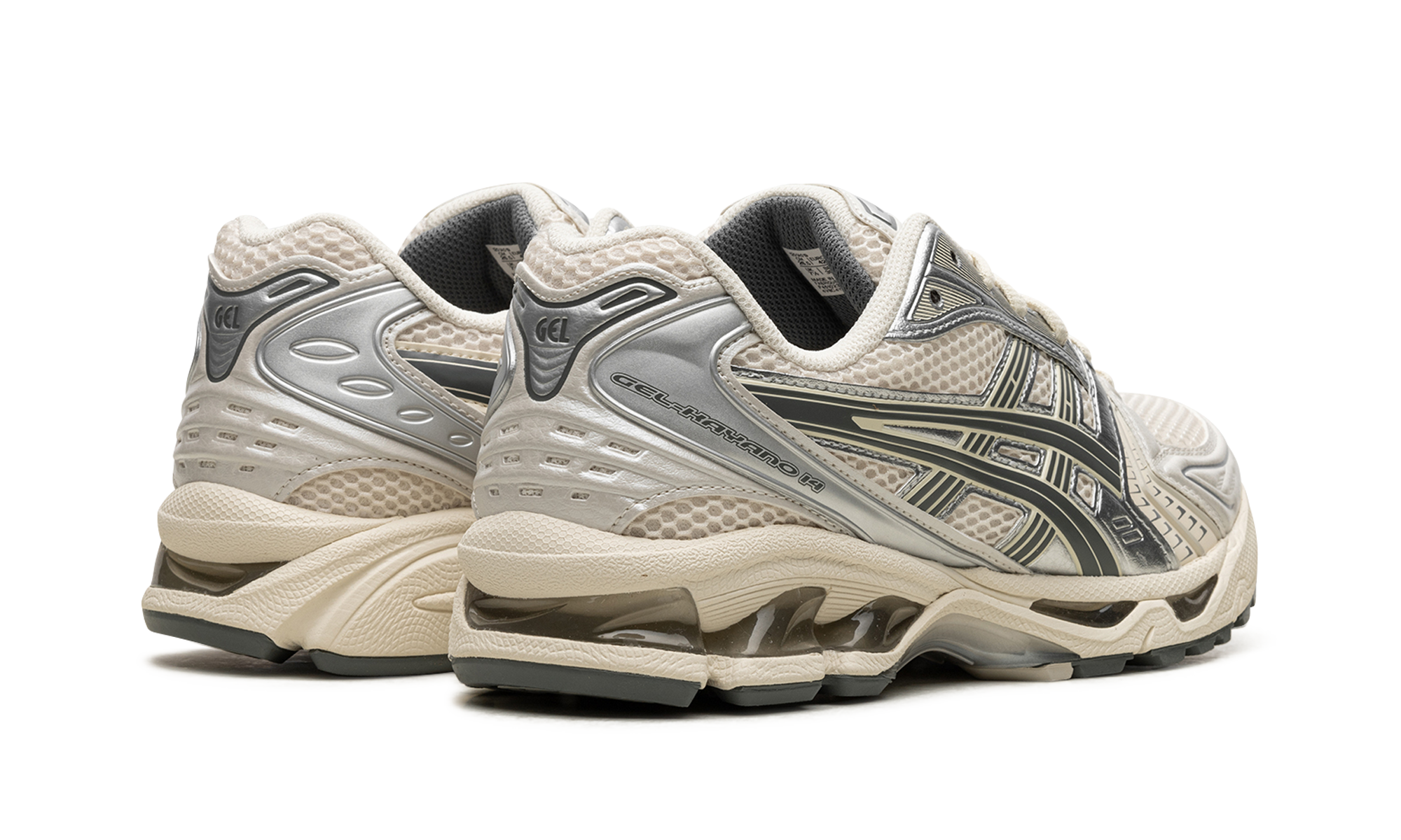 asics gel kayano 14 birch dark pewter+1201A019-200+diagnol right behind view
