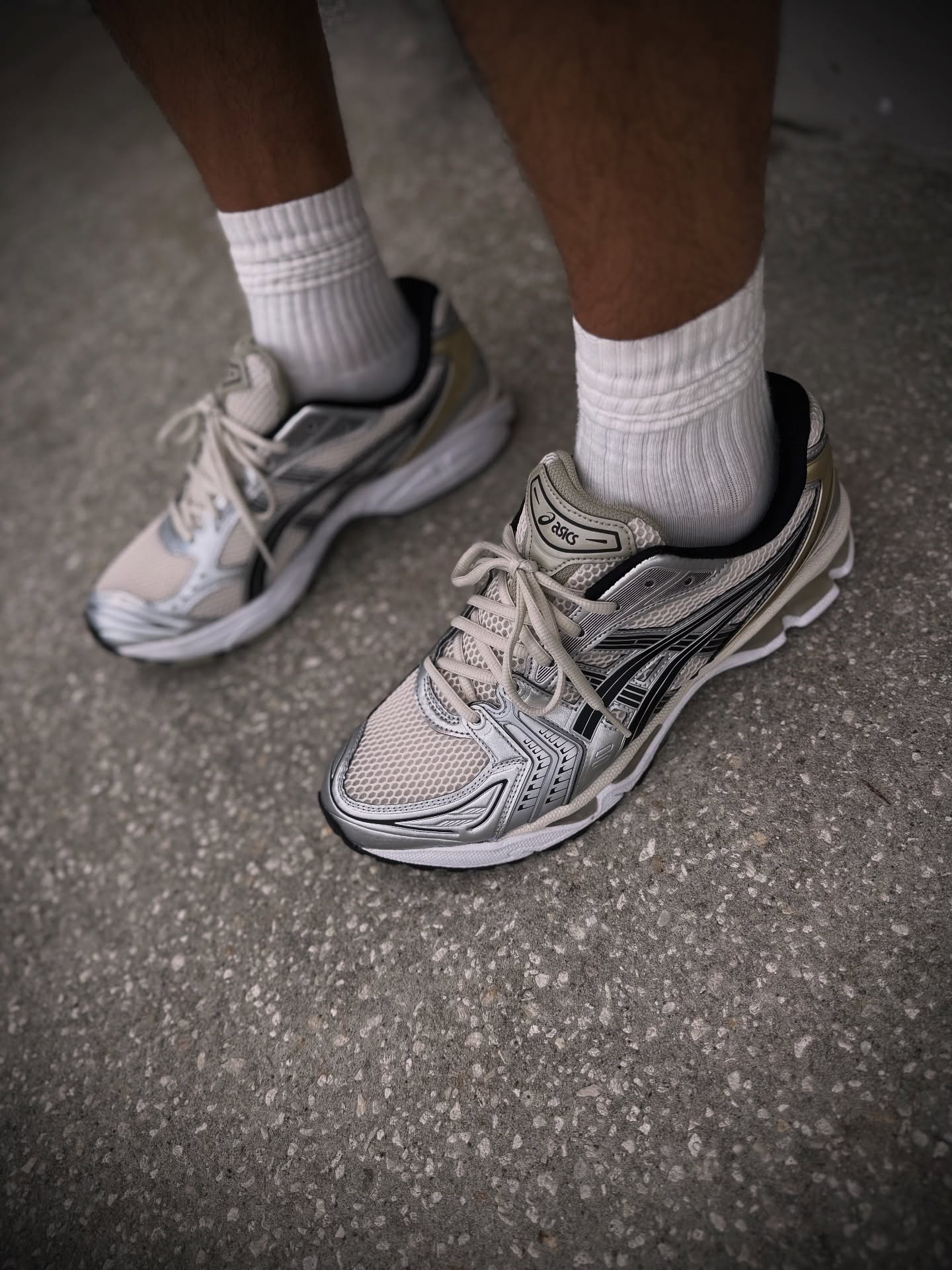 ASICS Gel-Kayano 14 Birch Pure Silver, Lifestyle View 1, SKU 1203A537-200