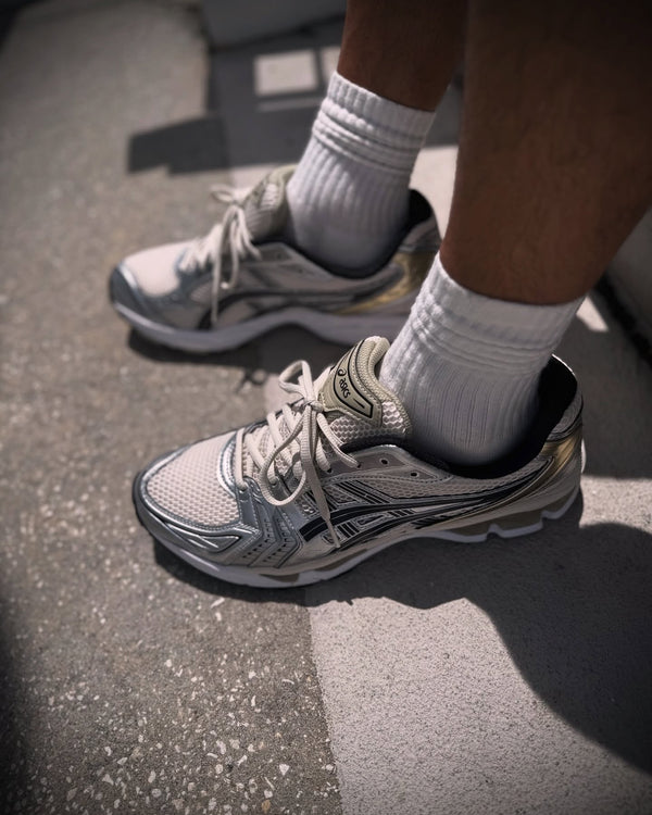 ASICS Gel-Kayano 14 Birch Pure Silver, Lifestyle View 2, SKU 1203A537-200