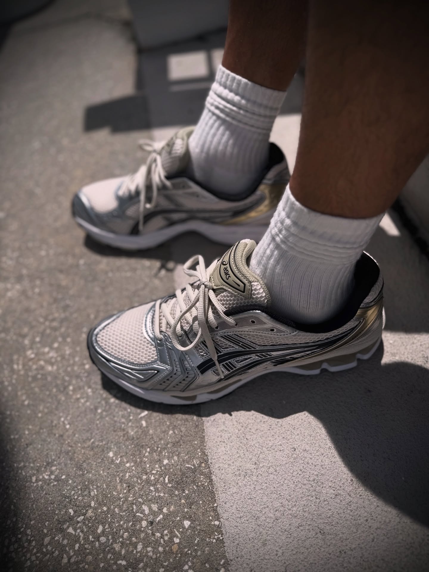 ASICS Gel-Kayano 14 Birch Pure Silver, Lifestyle View 2, SKU 1203A537-200