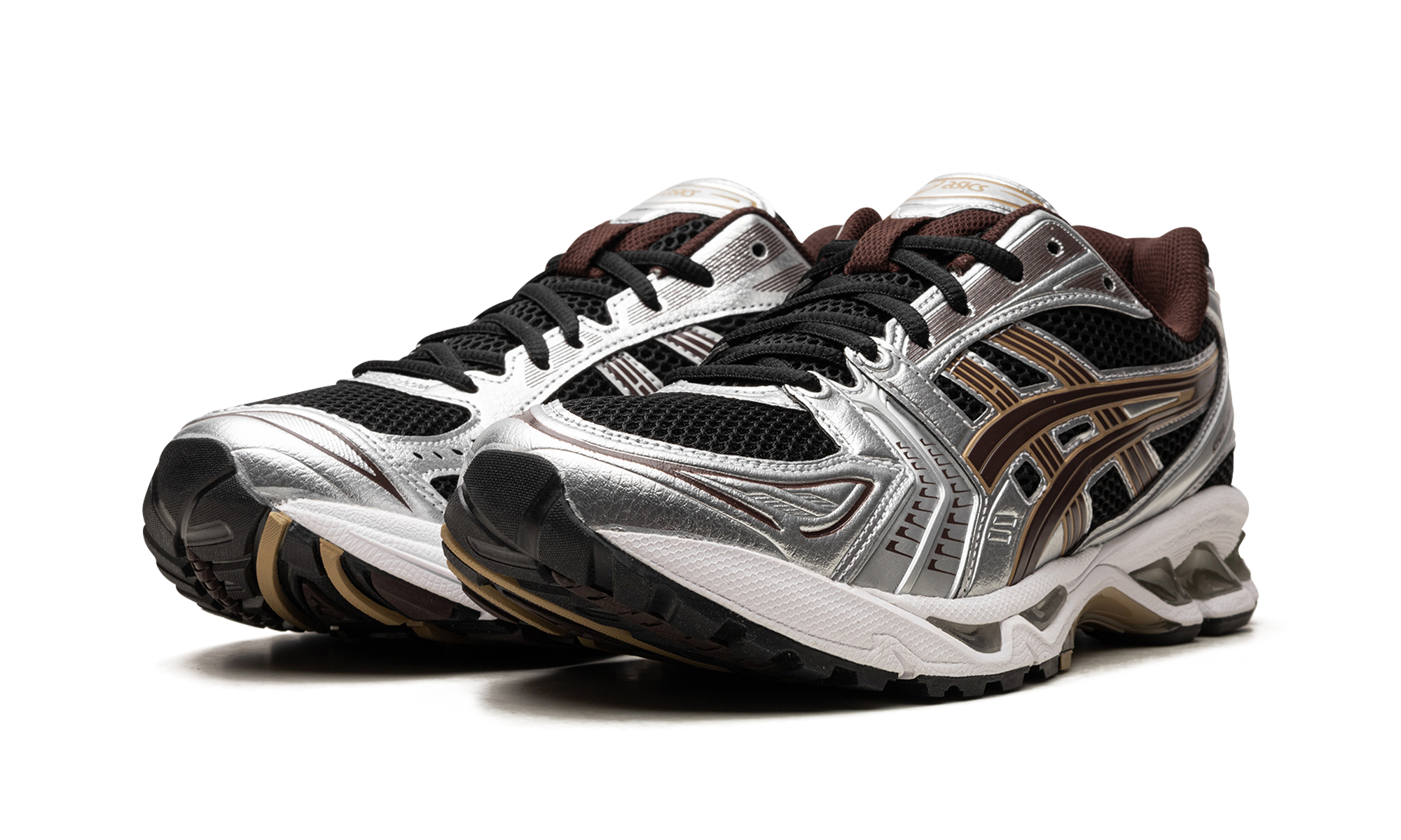 asics gel kayano 14 black coffee silver+1201A019-004+diagnol left view