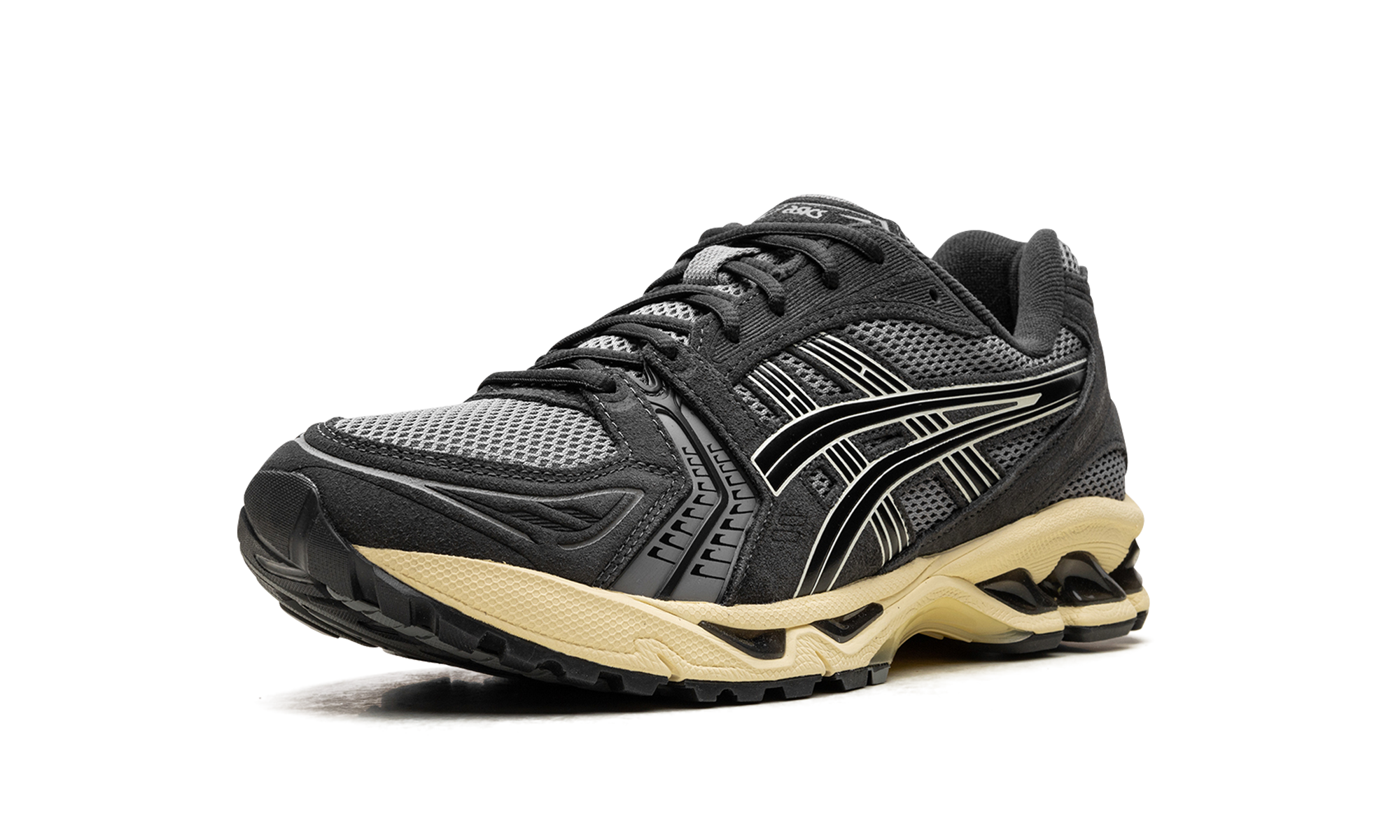 asics gel kayano 14 clay grey black+1203A540-020+left diagnol single view