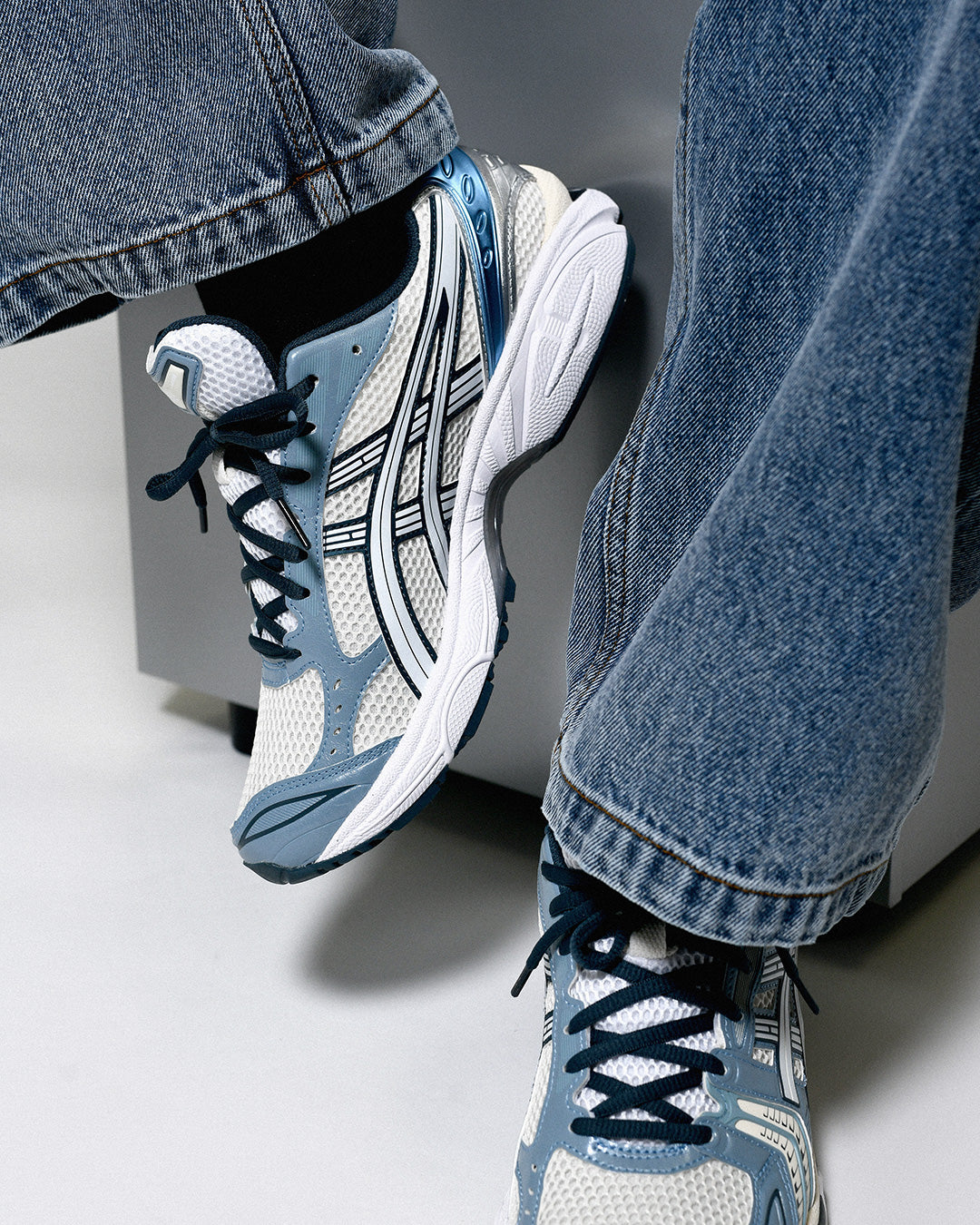 ASICS Gel-Kayano 14 Cream Raw Indigo, Lifestyle View 3, SKU 1203A537-116