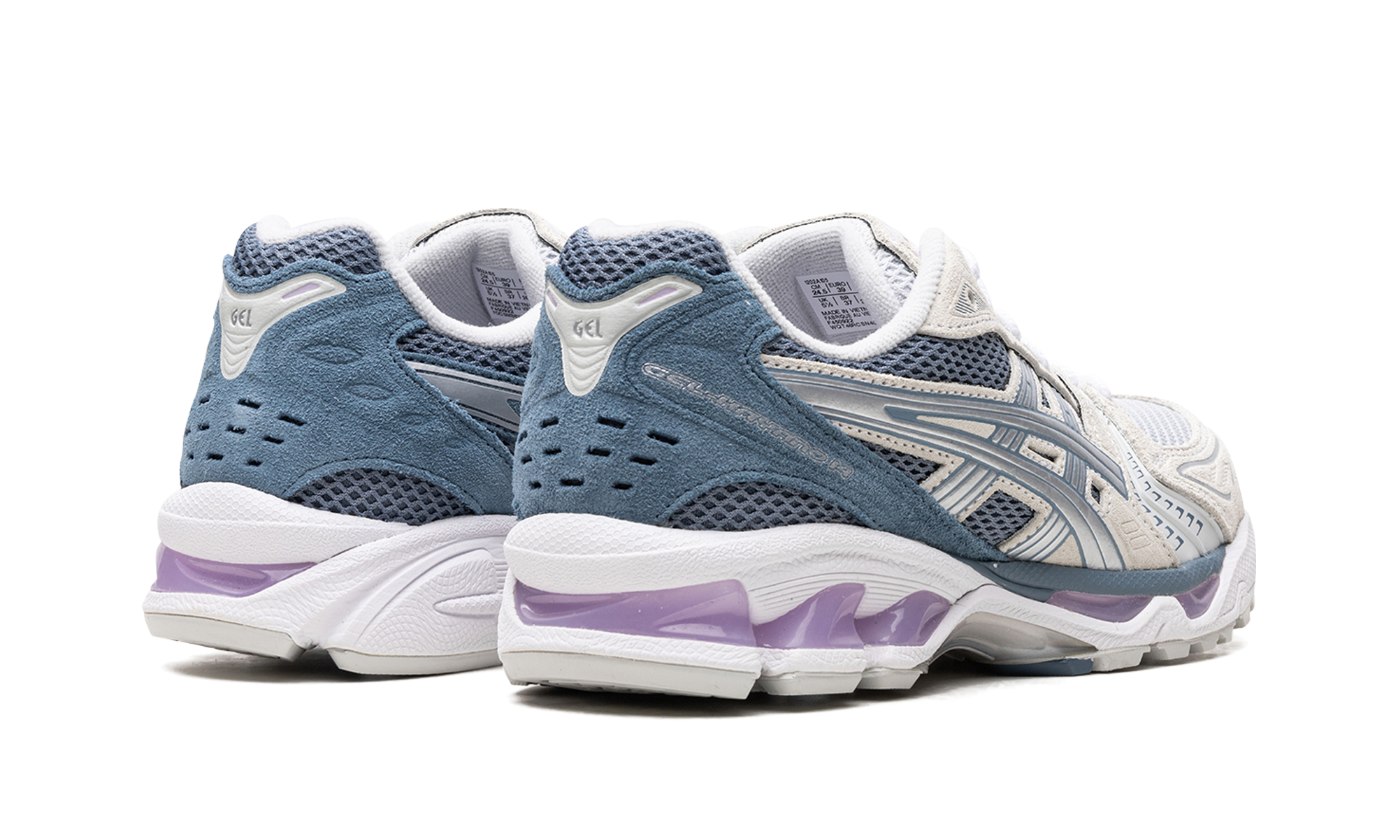 asics gel kayano 14 glacier grey lilac women s+1202A105-021+diagnol right behind view