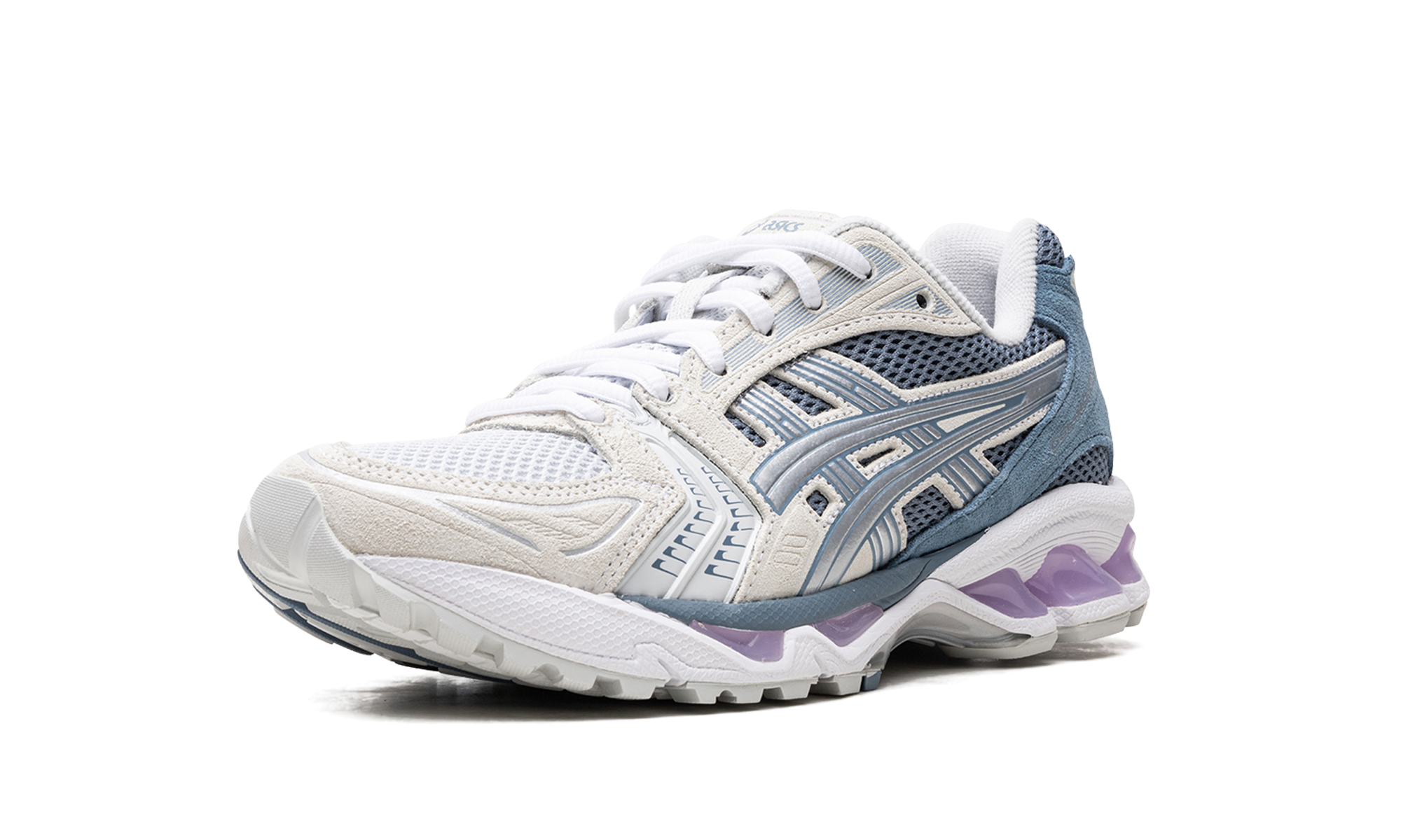 asics gel kayano 14 glacier grey lilac women s+1202A105-021+left diagnol single view