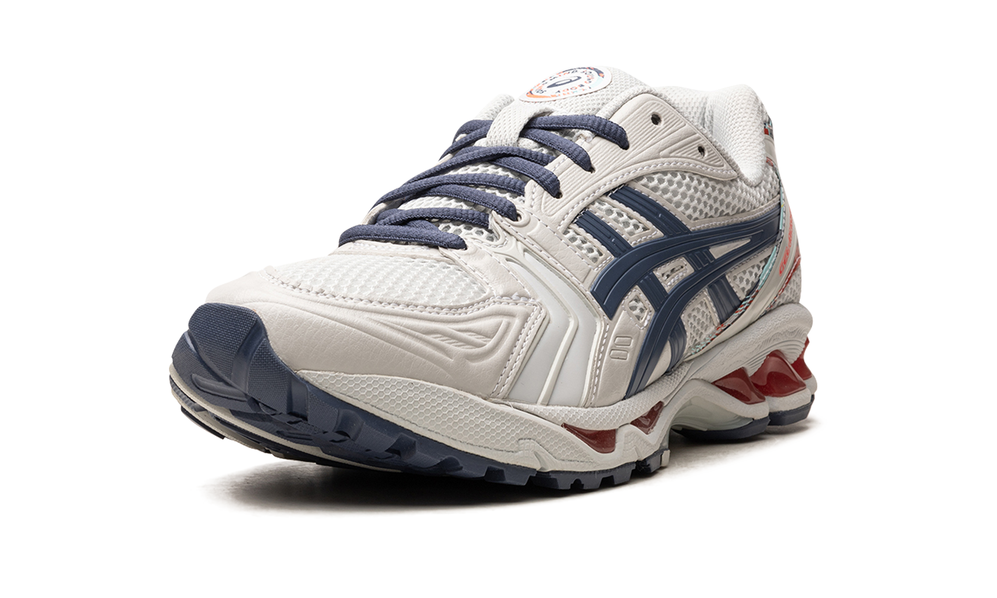 asics gel kayano 14 glacier grey thunder blue+1201A395-960+left diagnol single view