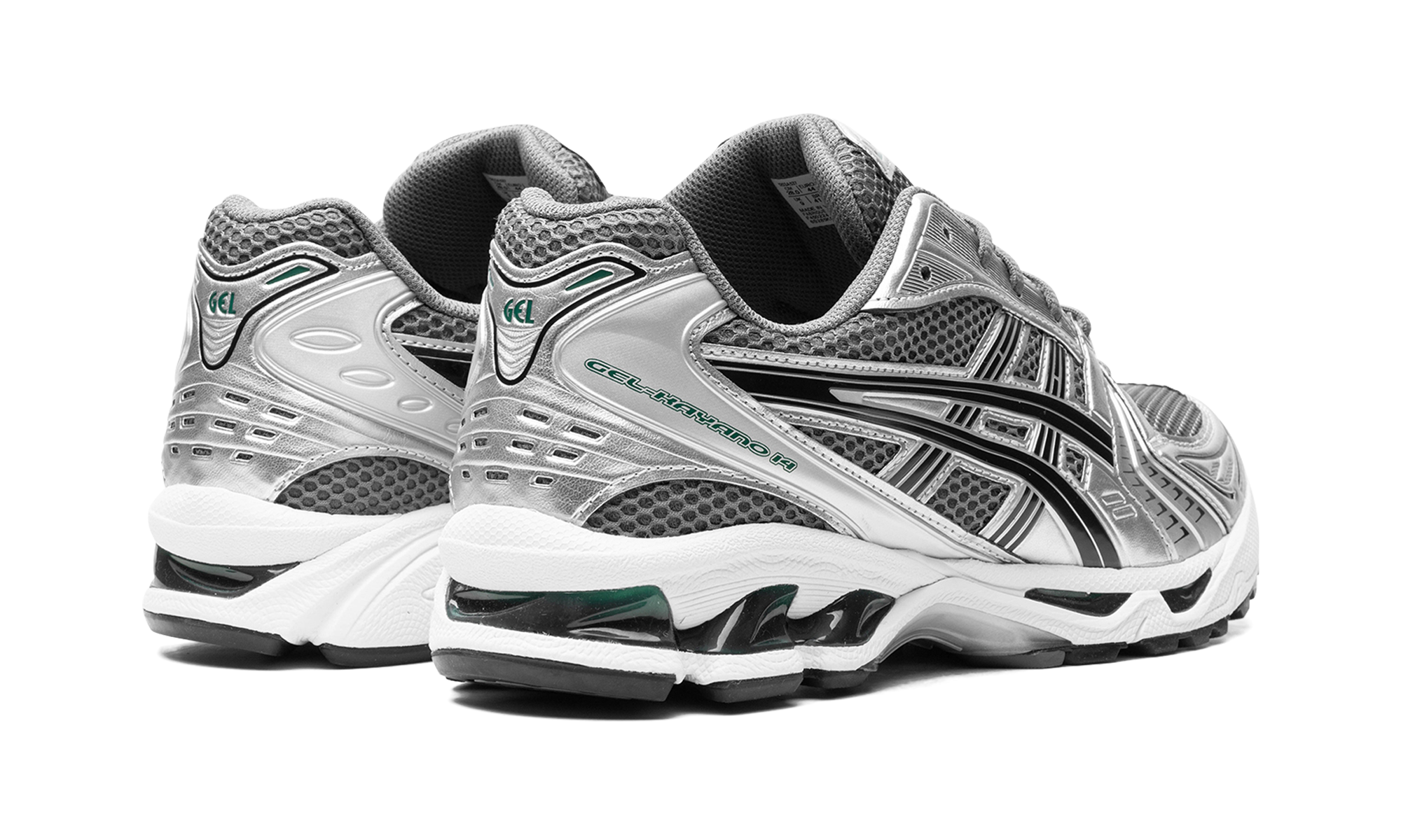asics gel kayano 14 metropolis jasper green+1203A537-020+diagnol right behind view
