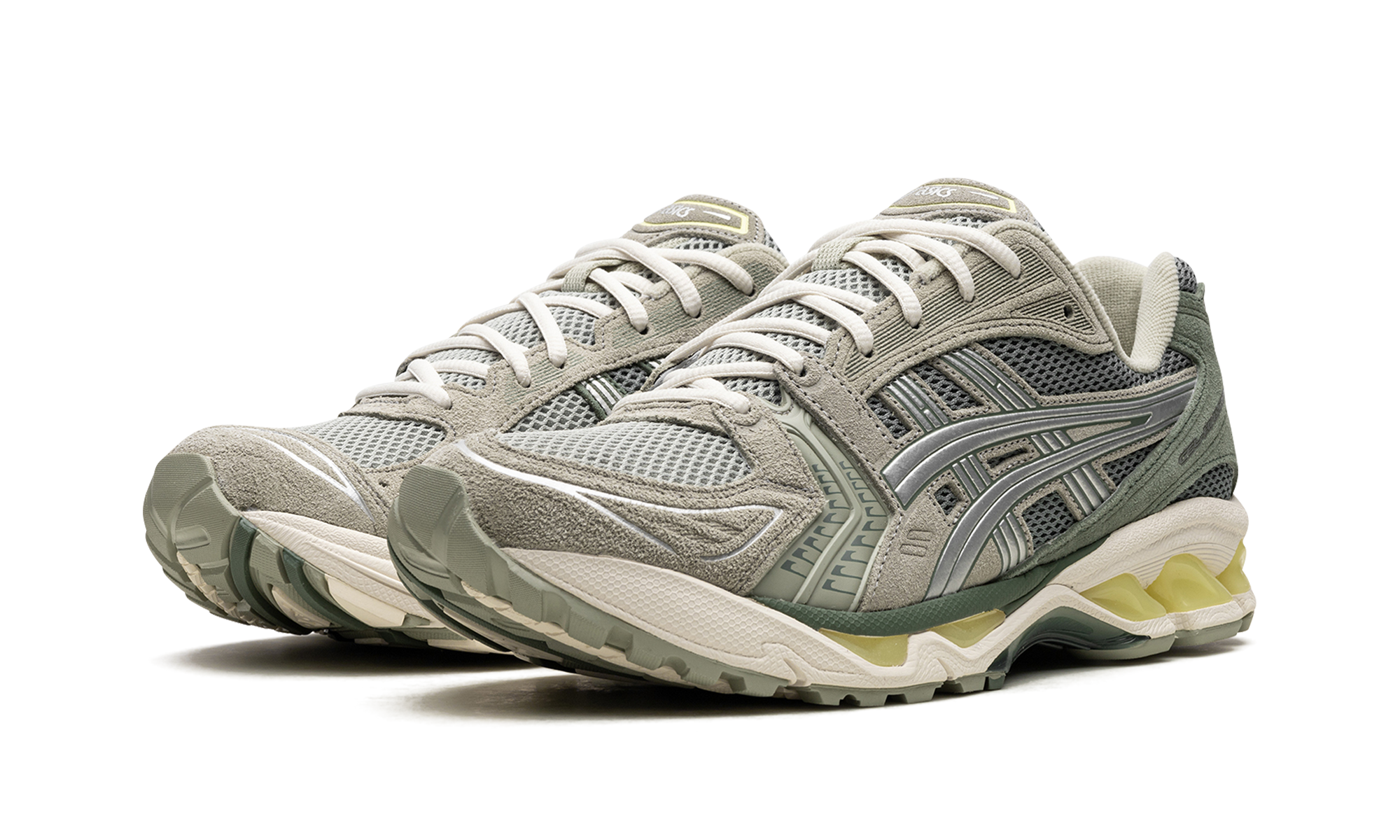 asics gel kayano 14 olive grey pure silver+1201A161-301+diagnol left view
