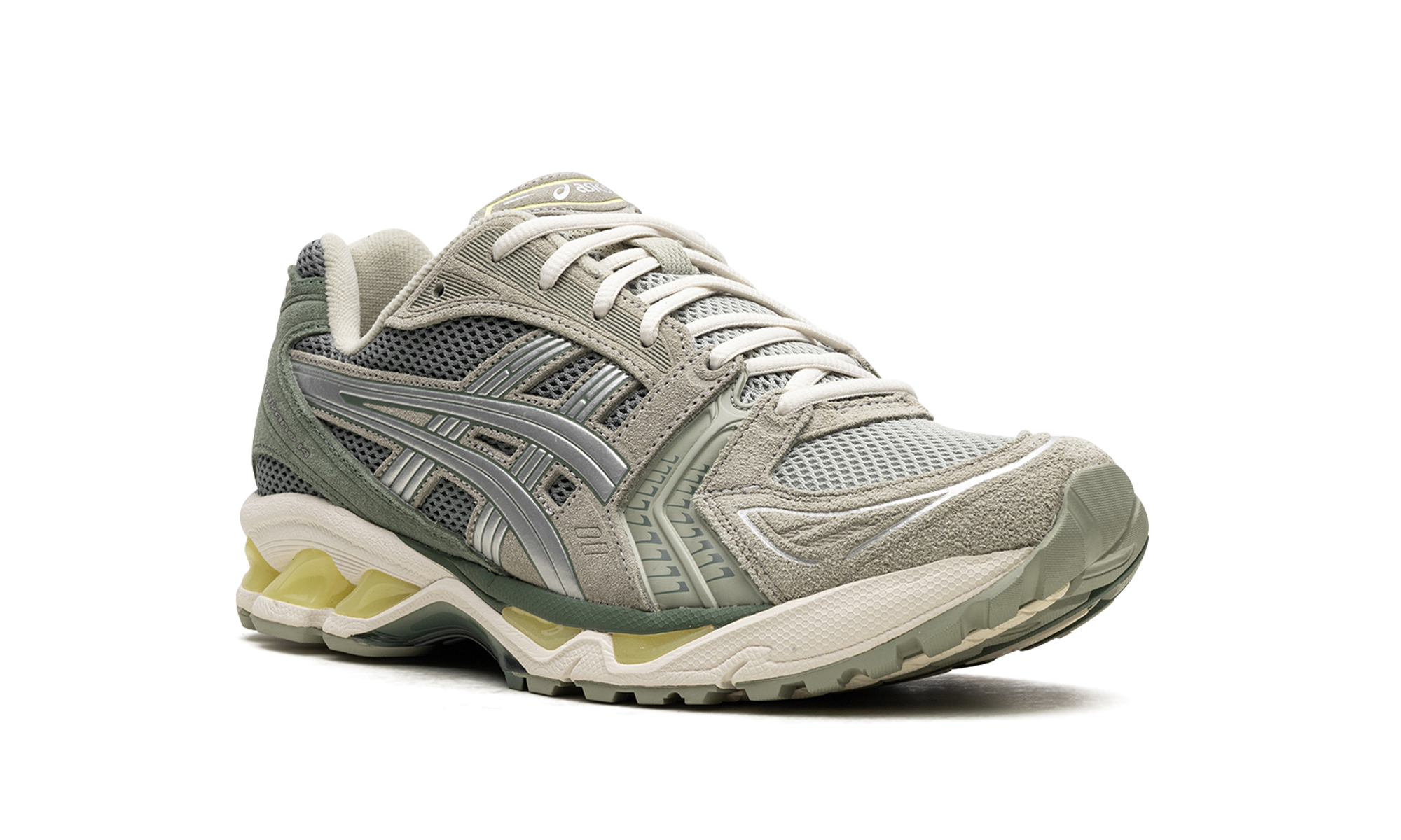 asics gel kayano 14 olive grey pure silver+1201A161-301+diagnol right view