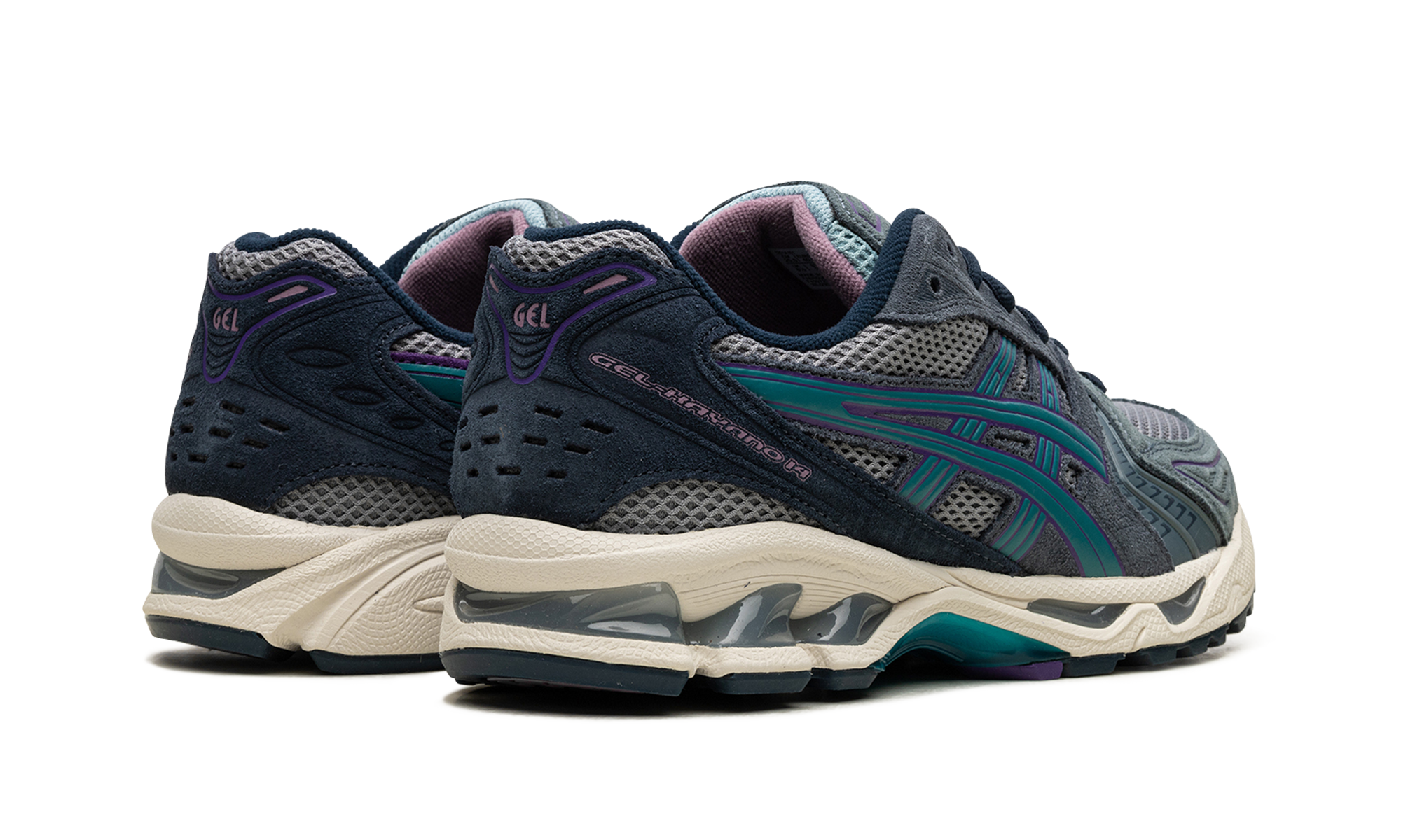 asics gel kayano 14 sheet rock beryl green+1201A161-024+diagnol right behind view