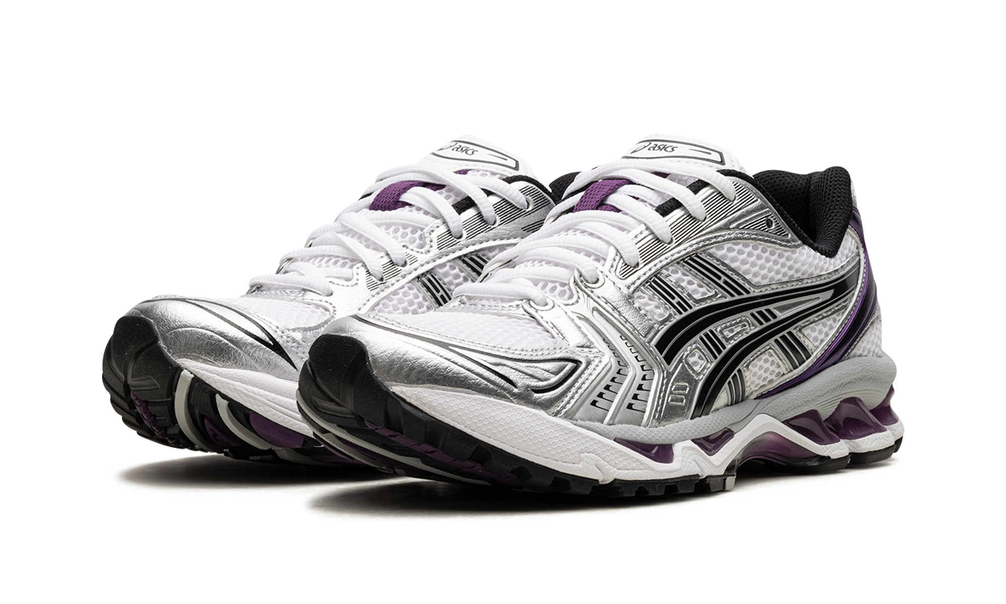 asics gel kayano 14 white dark grape women s+1202A056-111+diagnol left view