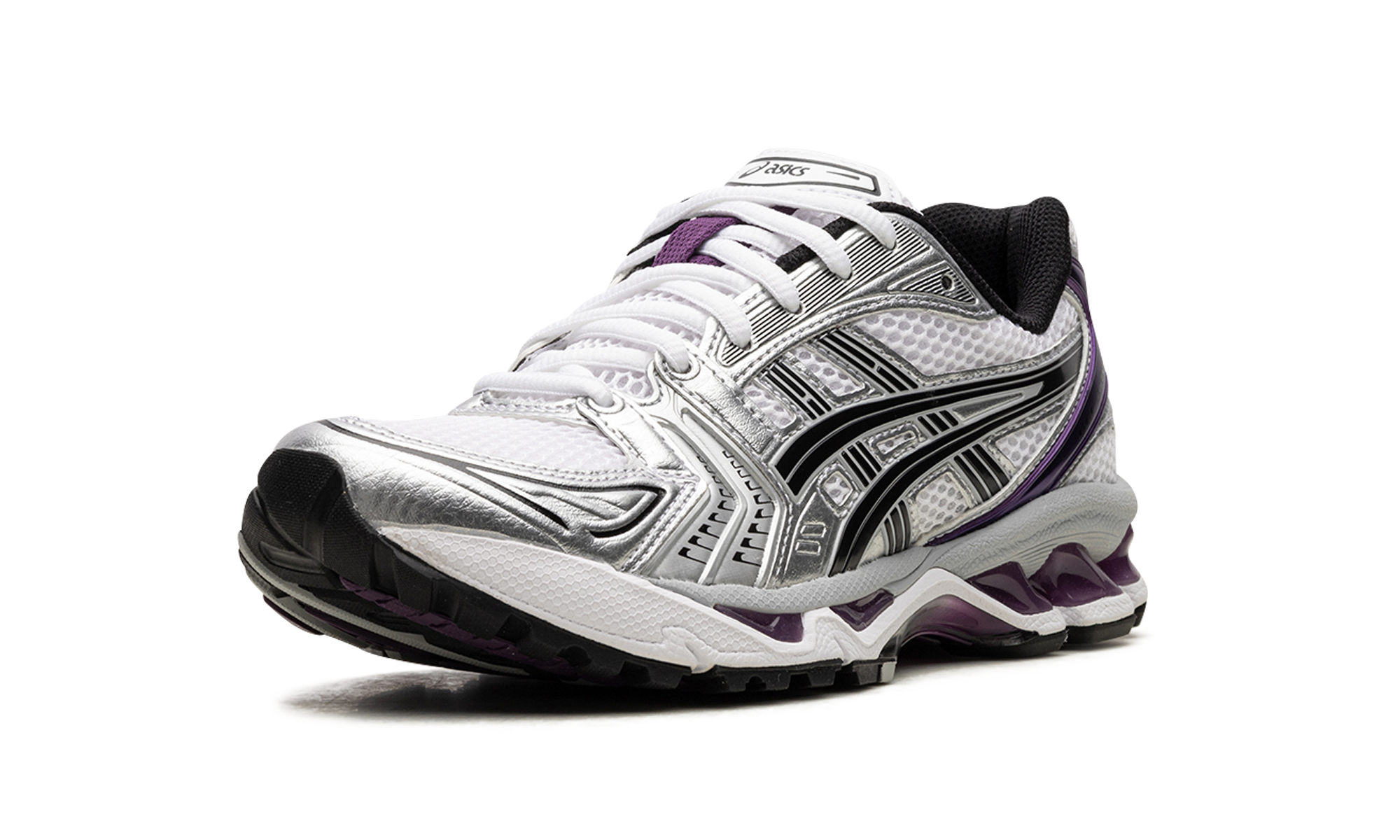 asics gel kayano 14 white dark grape women s+1202A056-111+left diagnol single view