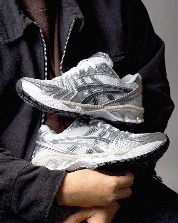ASICS Gel-Kayano 14 White Graphite Grey, Lifestyle View 1, SKU 1203A537-110