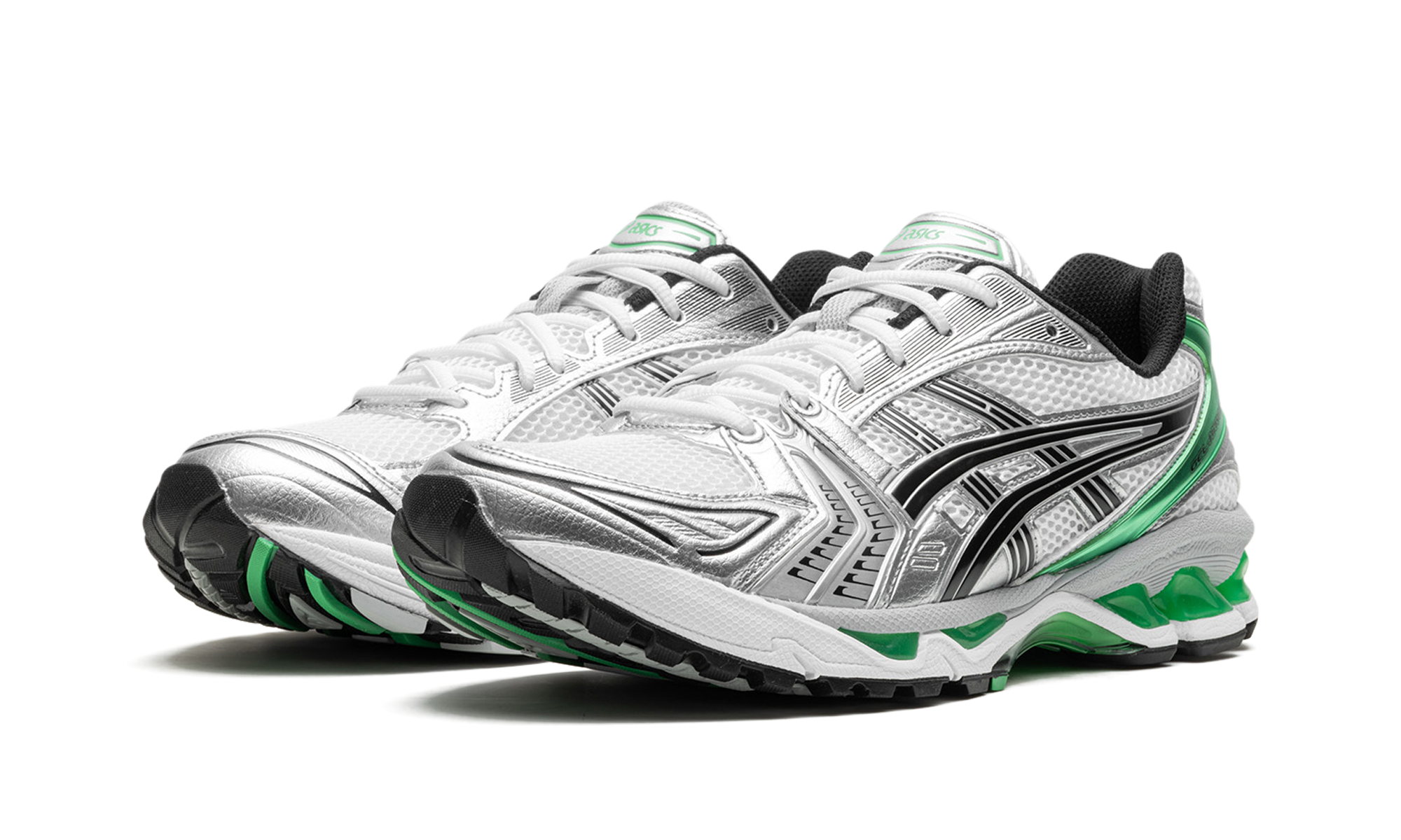 asics gel kayano 14 white malachite green+1201A019-110+diagnol left view