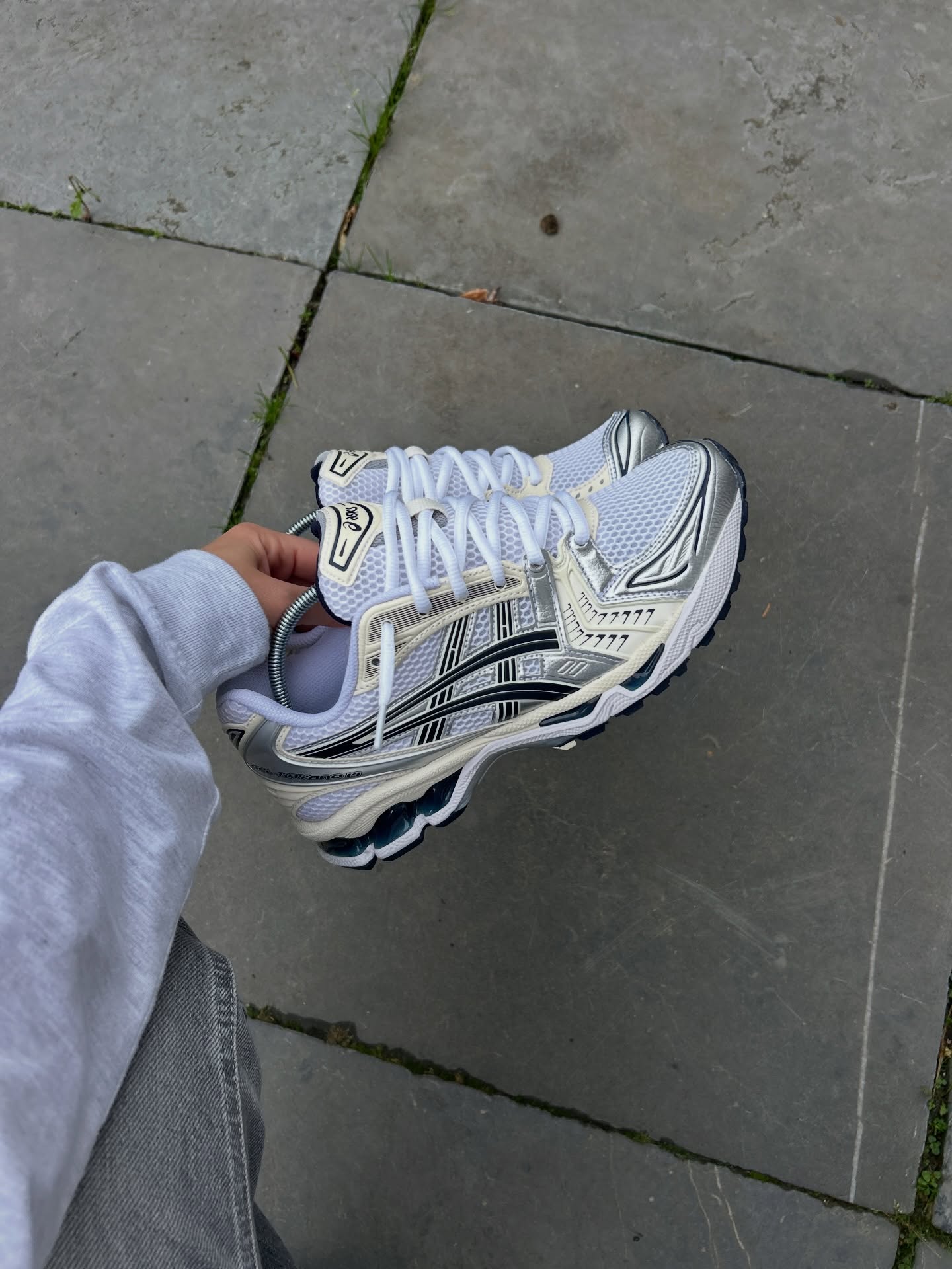 ASICS Gel-Kayano 14 White Midnight (Women's), Lifestyle View 5, SKU 1202A056-109
