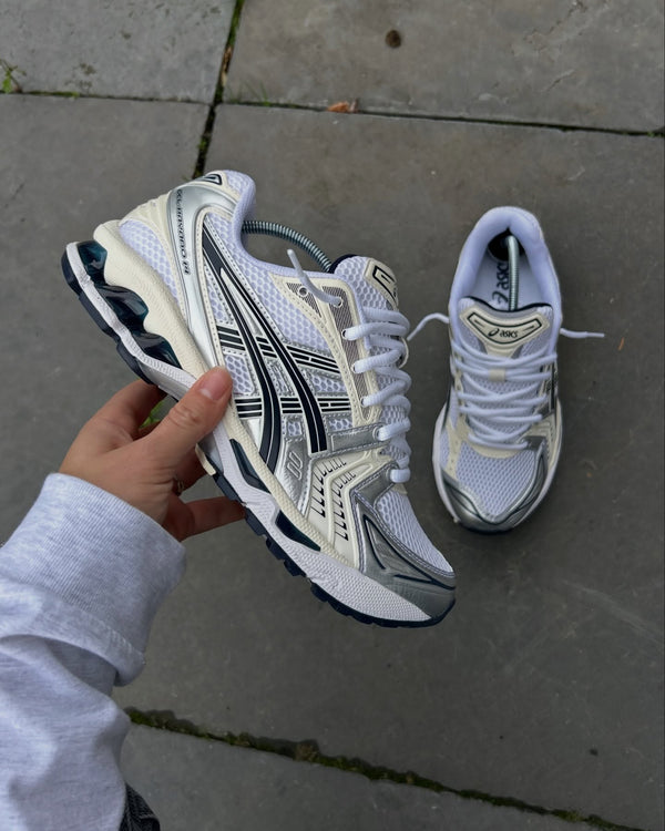 ASICS Gel-Kayano 14 White Midnight (Women's), Lifestyle View 2, SKU 1202A056-109
