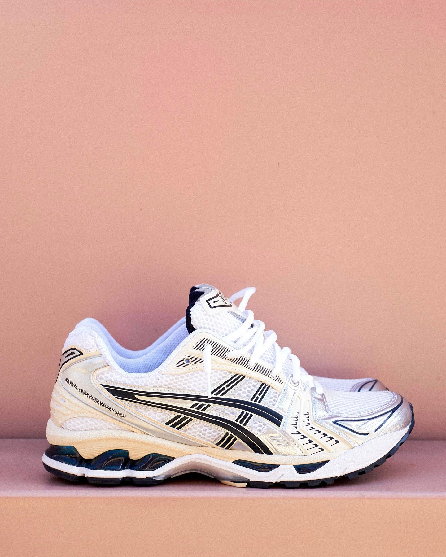 ASICS Gel-Kayano 14 White Midnight (Women's), Lifestyle View 3, SKU 1202A056-109