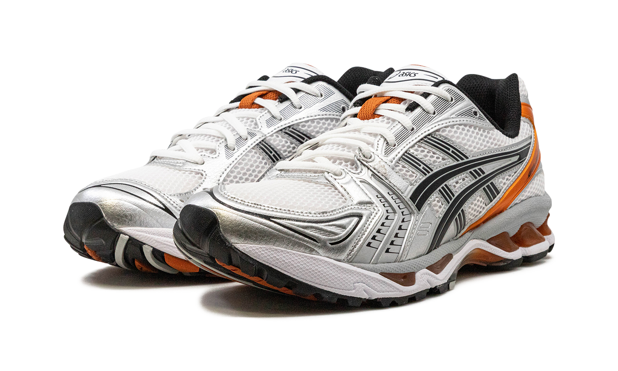 asics gel kayano 14 white piquant orange+1201A019-109+diagnol left view