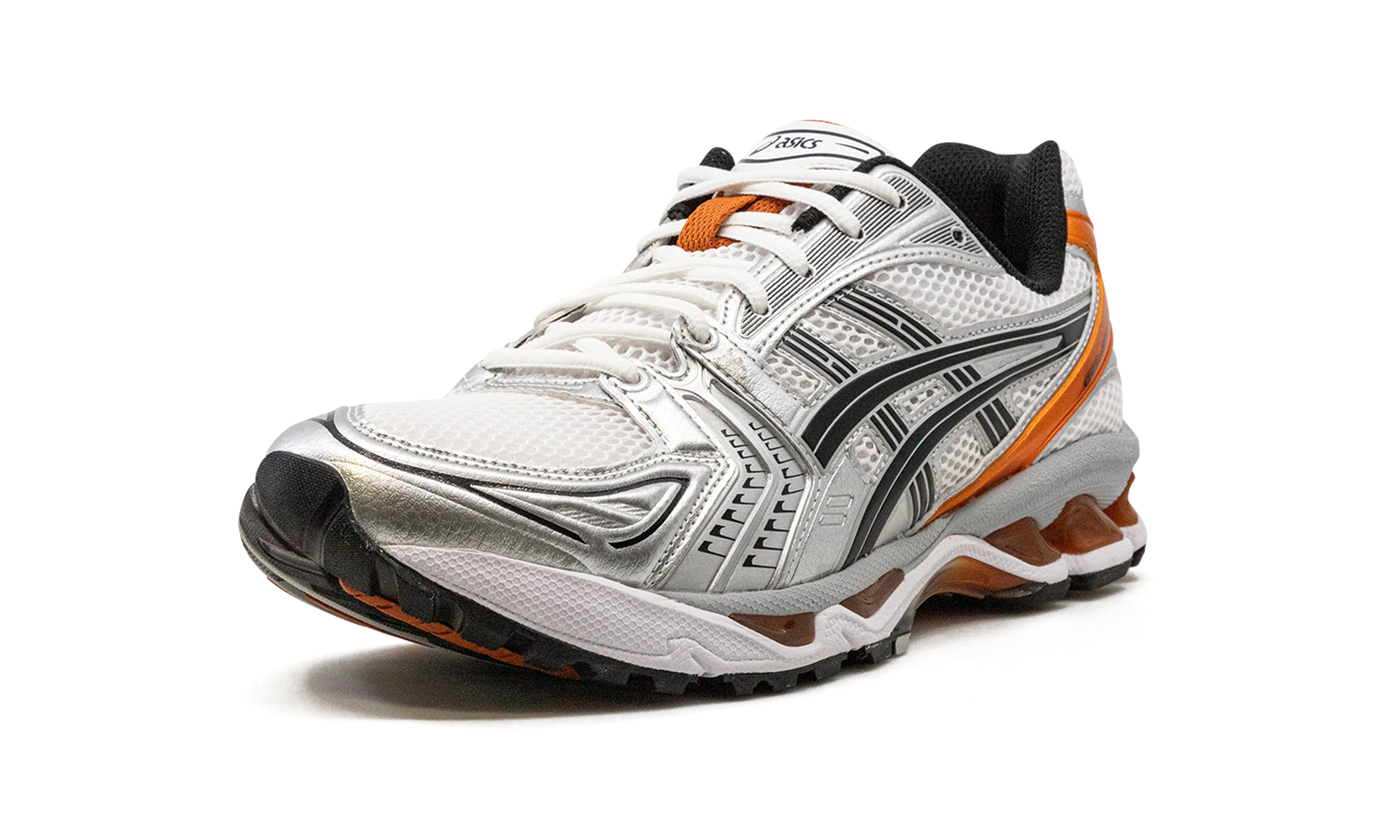 asics gel kayano 14 white piquant orange+1201A019-109+left diagnol single view