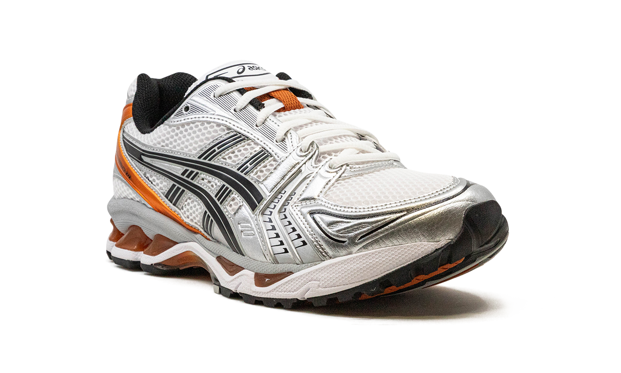 asics gel kayano 14 white piquant orange+1201A019-109+diagnol right view