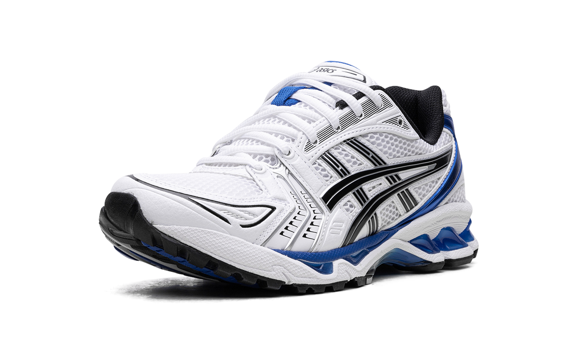 asics gel kayano 14 white tuna blue+1201A019-101+left diagnol single view