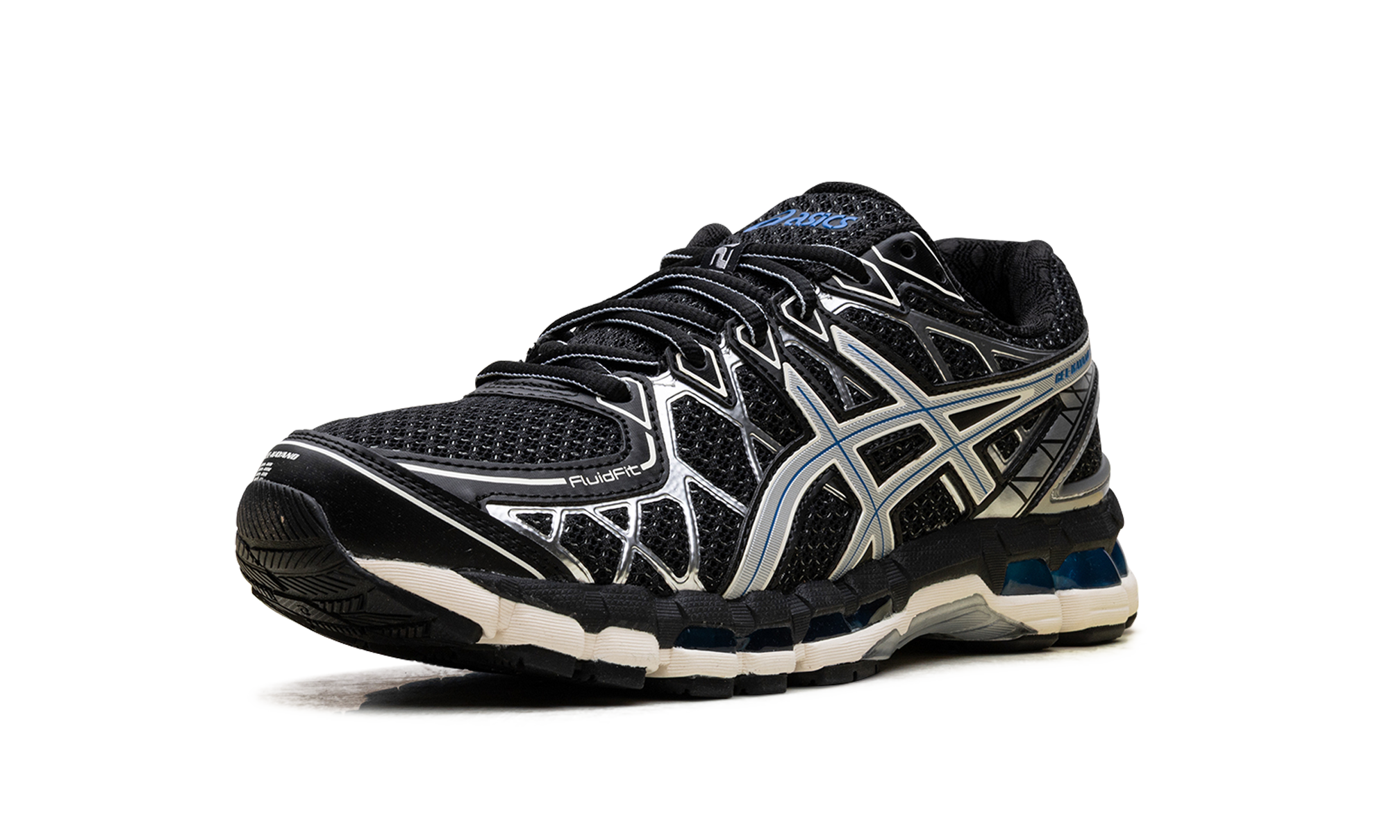 asics gel kayano 20 black pure silver+1203A388-001+left diagnol single view
